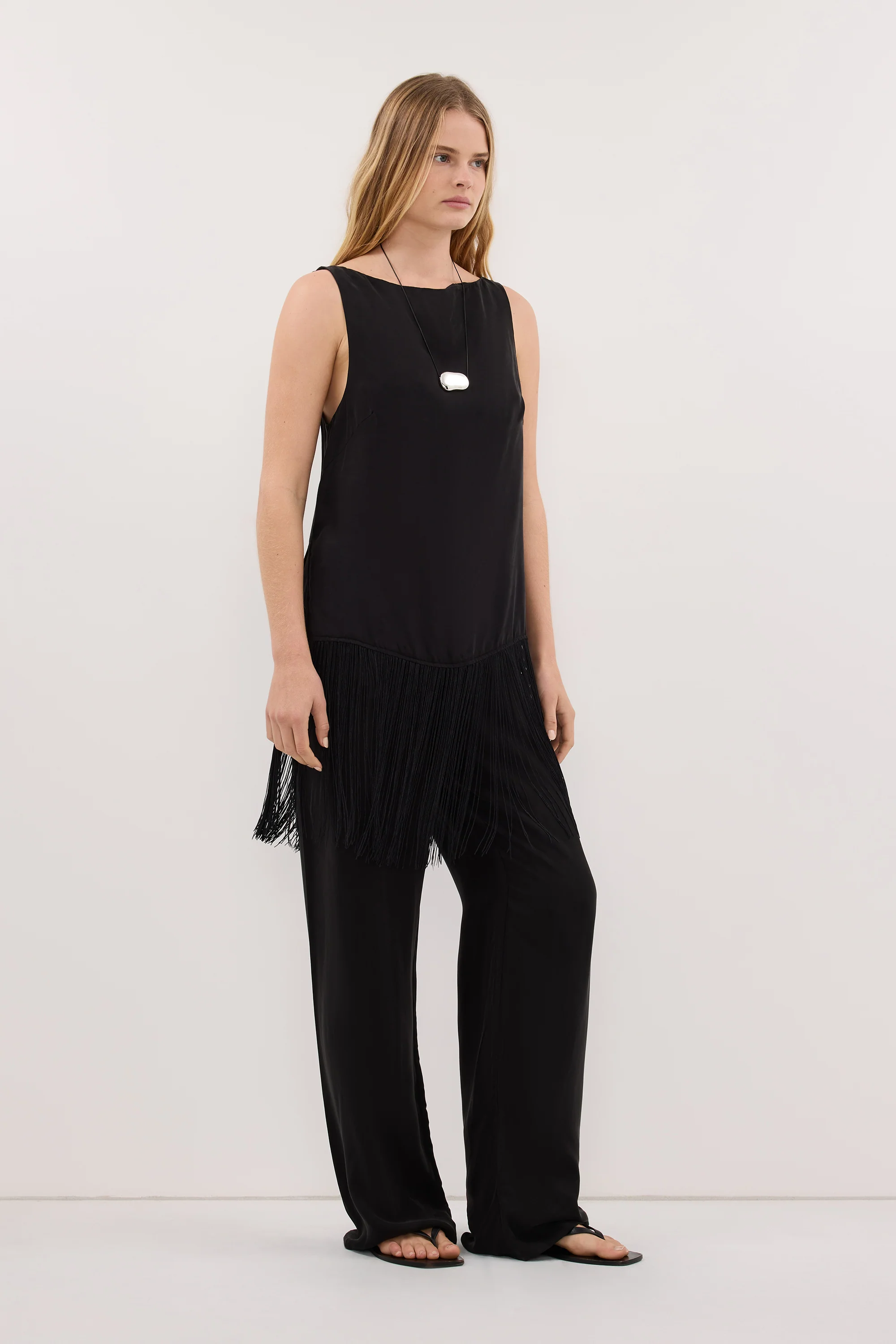 ADDIE BLACK CUPRO DRAWSTRING PANT - Image 4