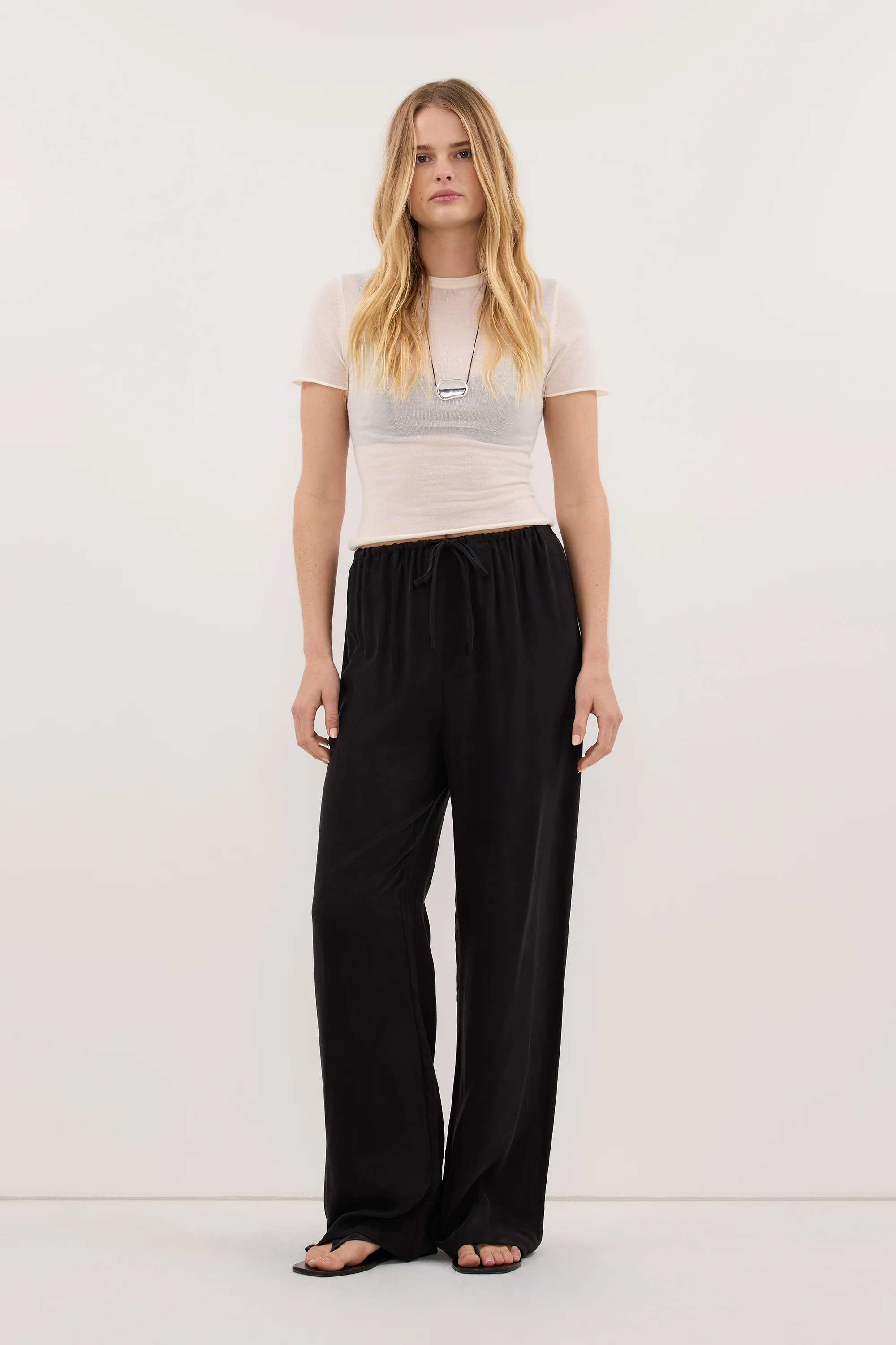 ADDIE BLACK CUPRO DRAWSTRING PANT - Image 7