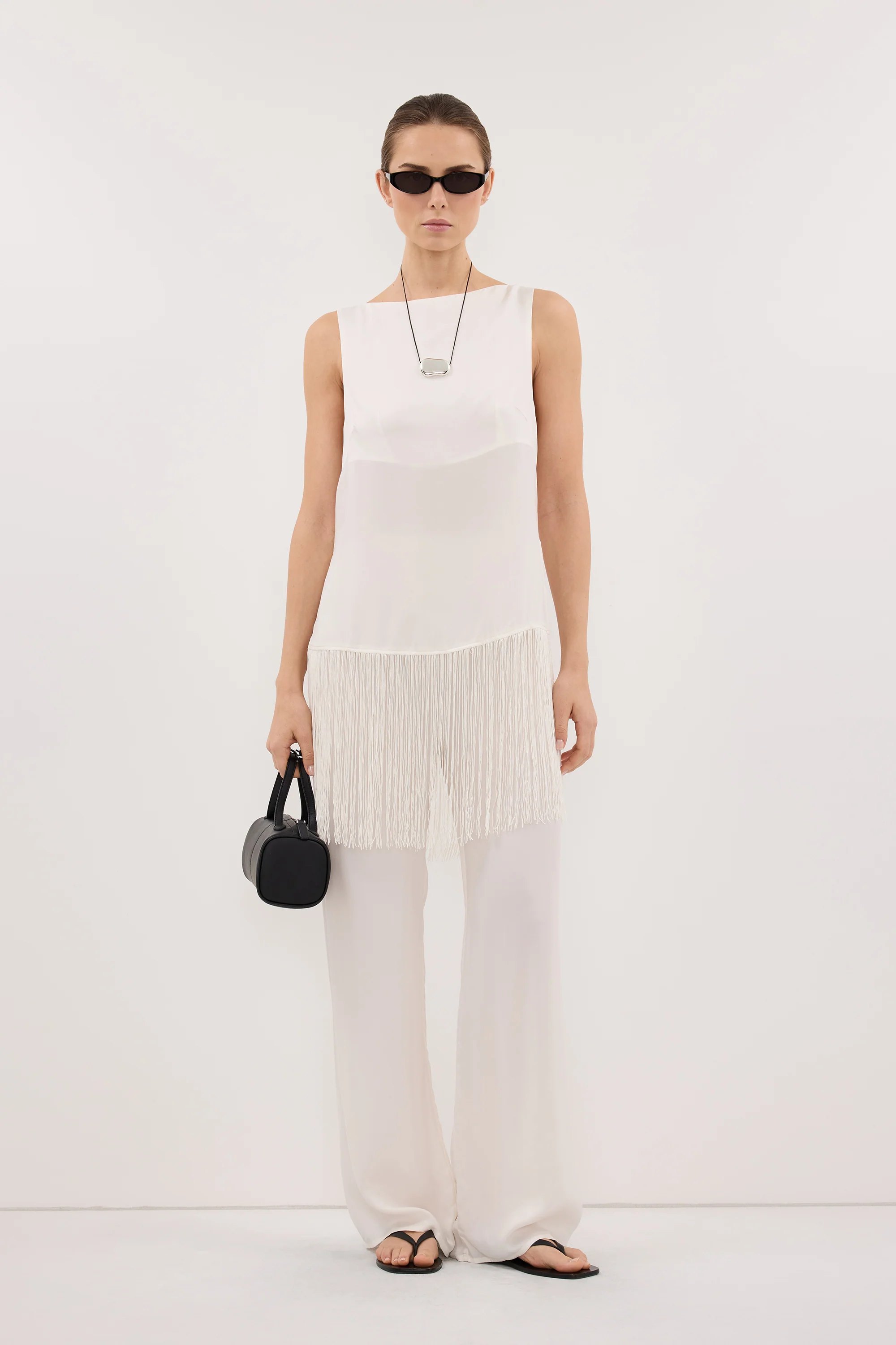 ADDIE WHITE CUPRO DRAWSTRING PANT