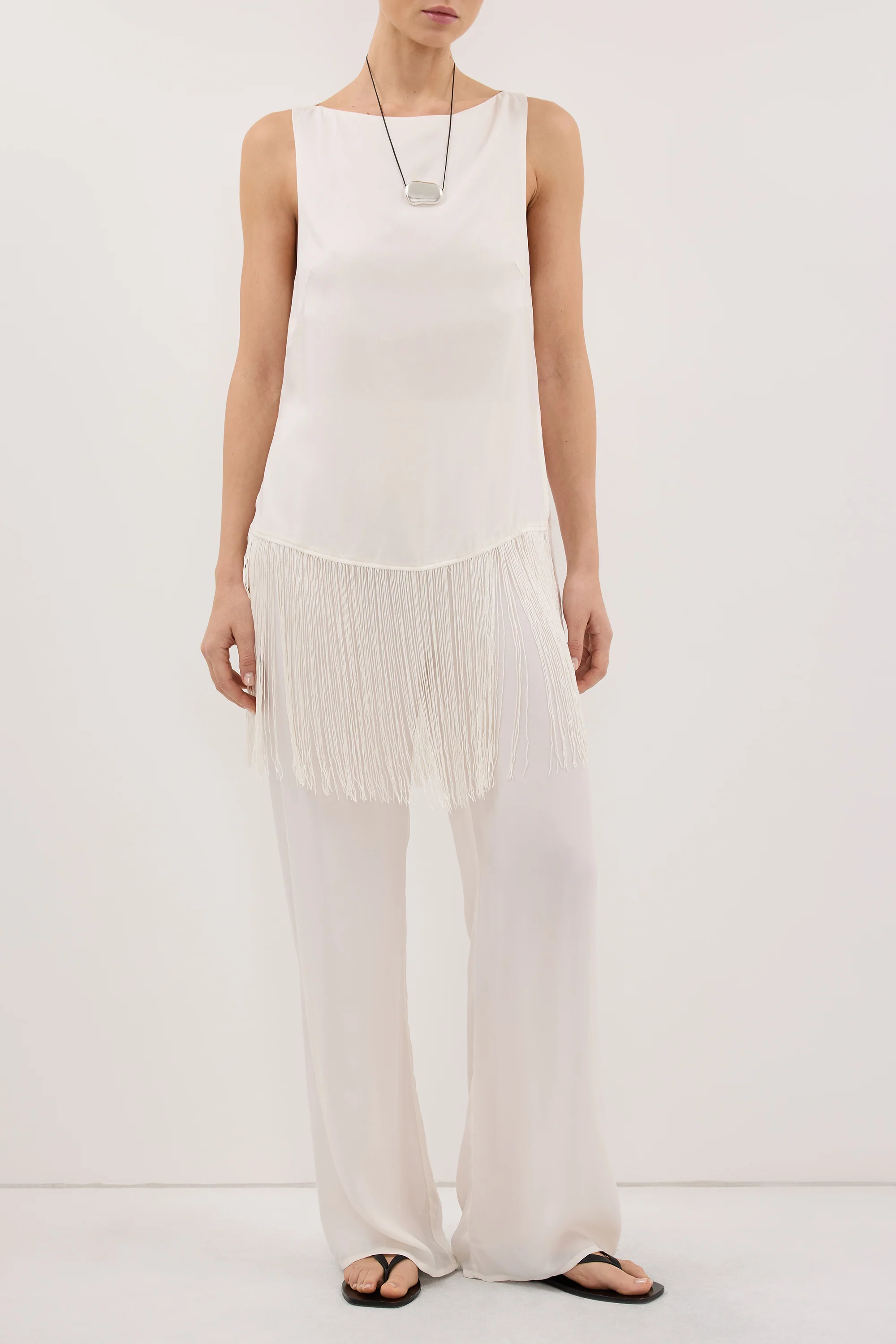 ADDIE WHITE CUPRO DRAWSTRING PANT - Image 2