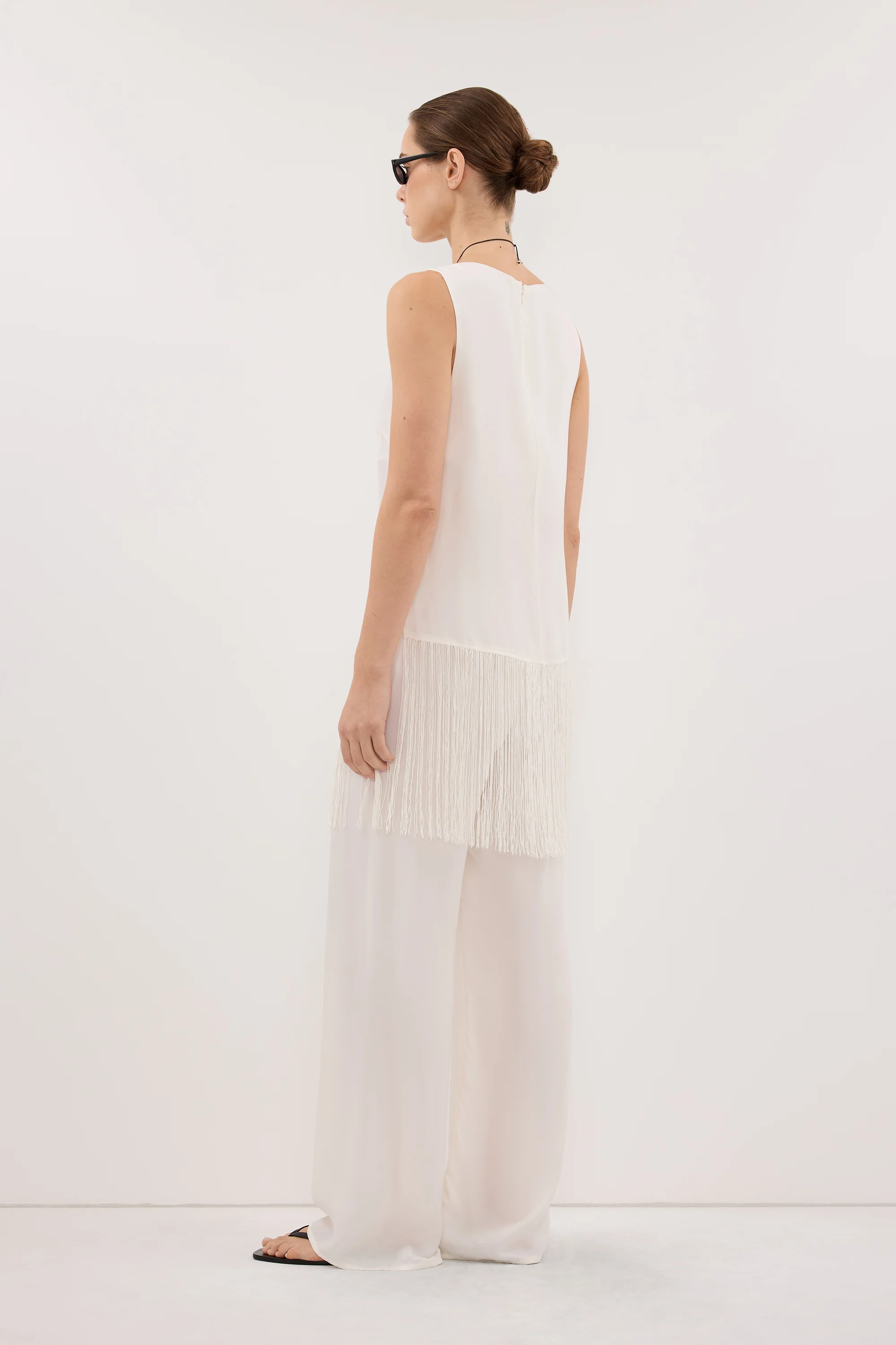 ADDIE WHITE CUPRO DRAWSTRING PANT - Image 3