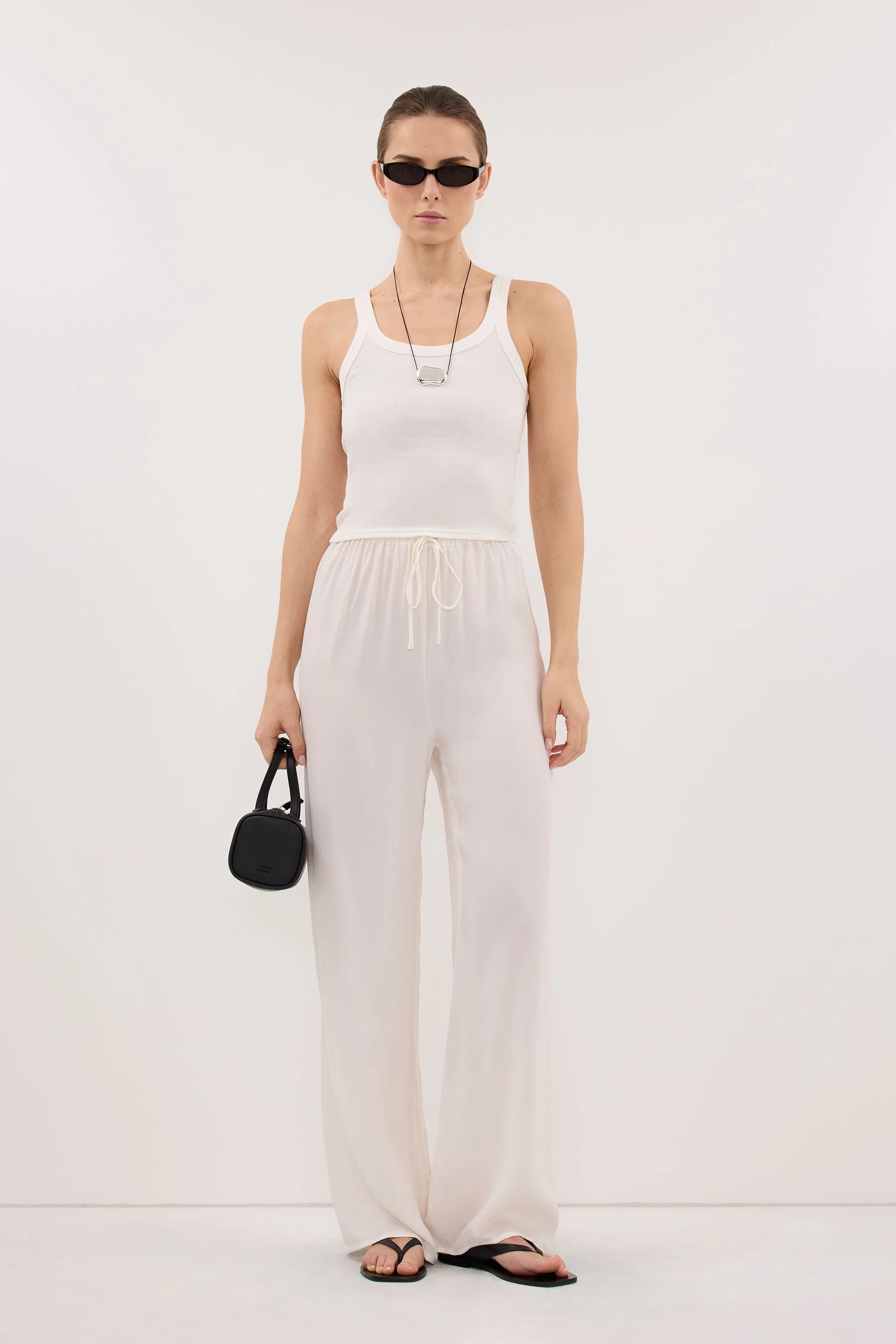 ADDIE WHITE CUPRO DRAWSTRING PANT - Image 5