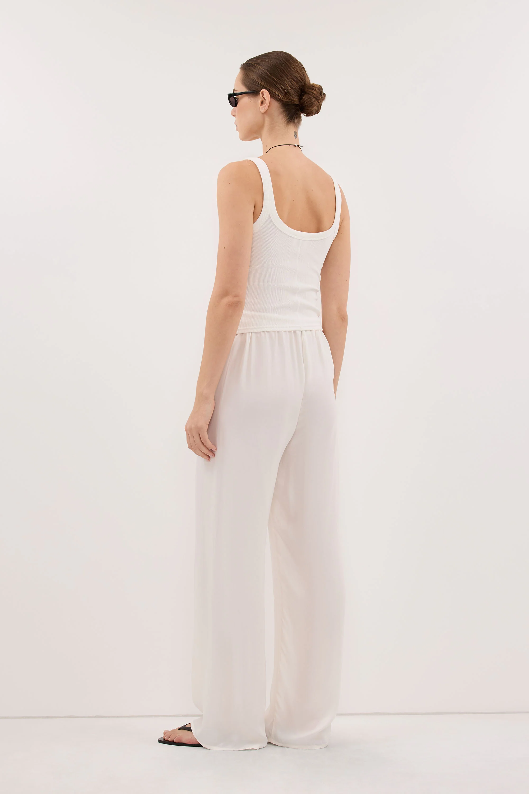 ADDIE WHITE CUPRO DRAWSTRING PANT - Image 6