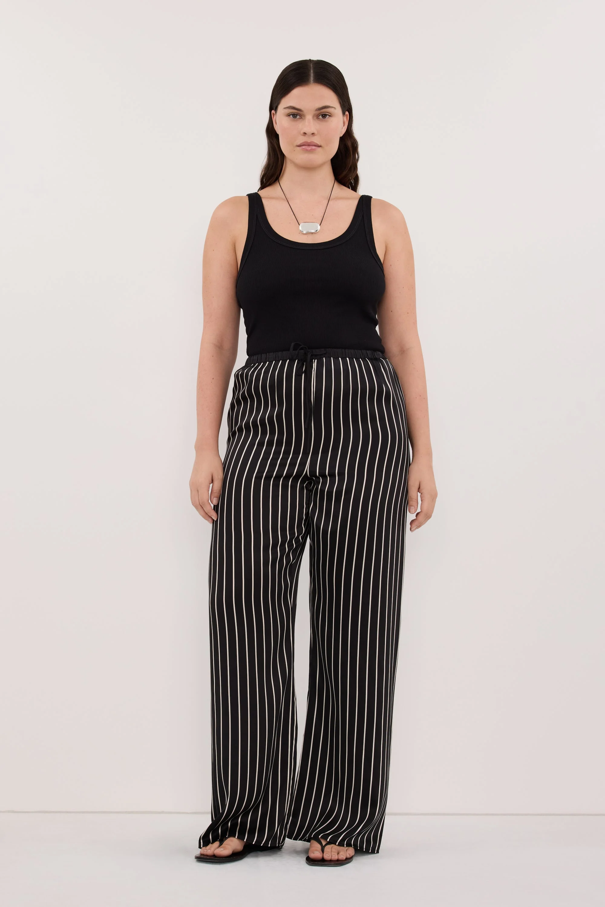 ADRIENNE BLACK STRIPE SILK PANT - Image 6