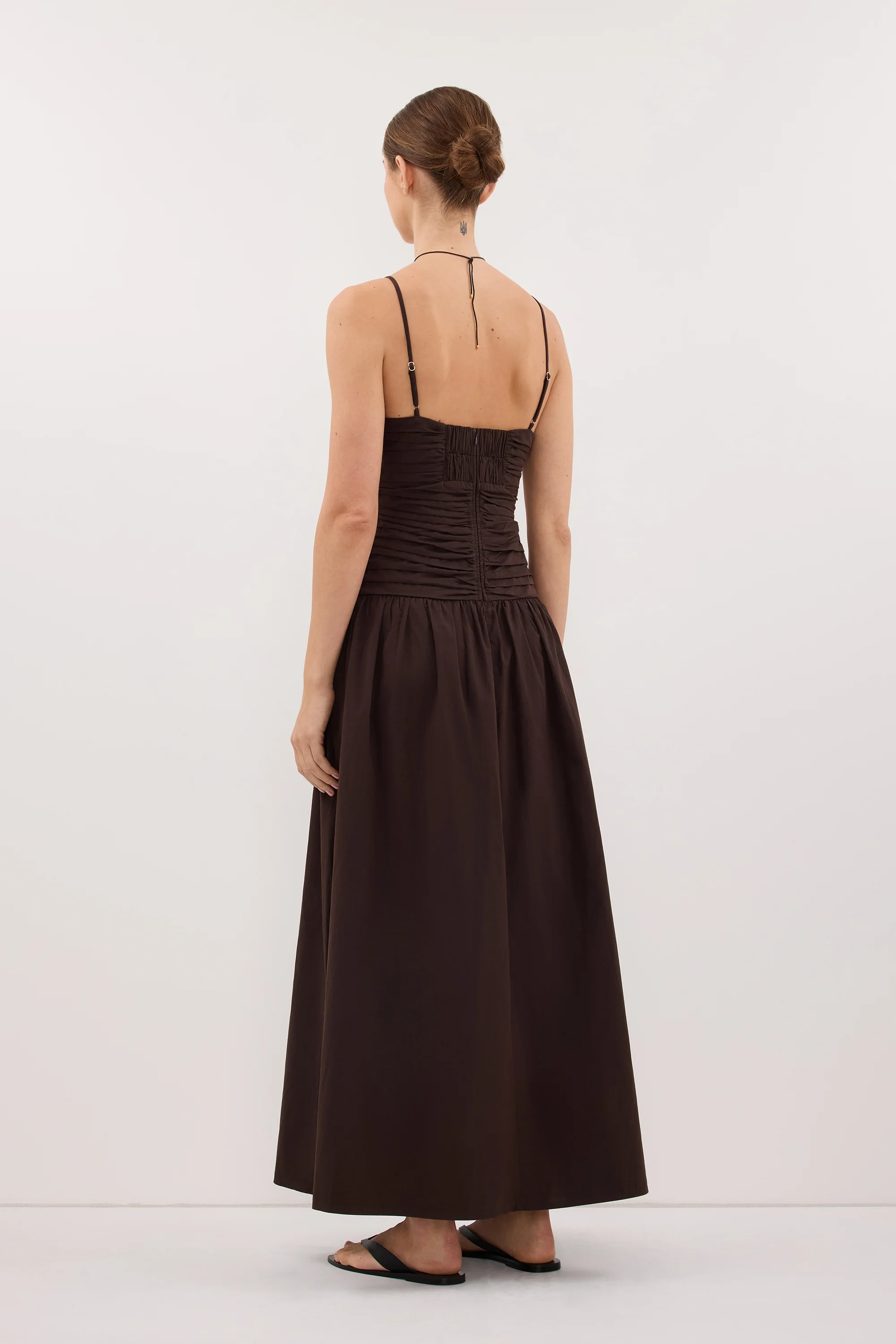 ALEXIA BURNT CHOC COTTON MIDI DRESS - Image 3