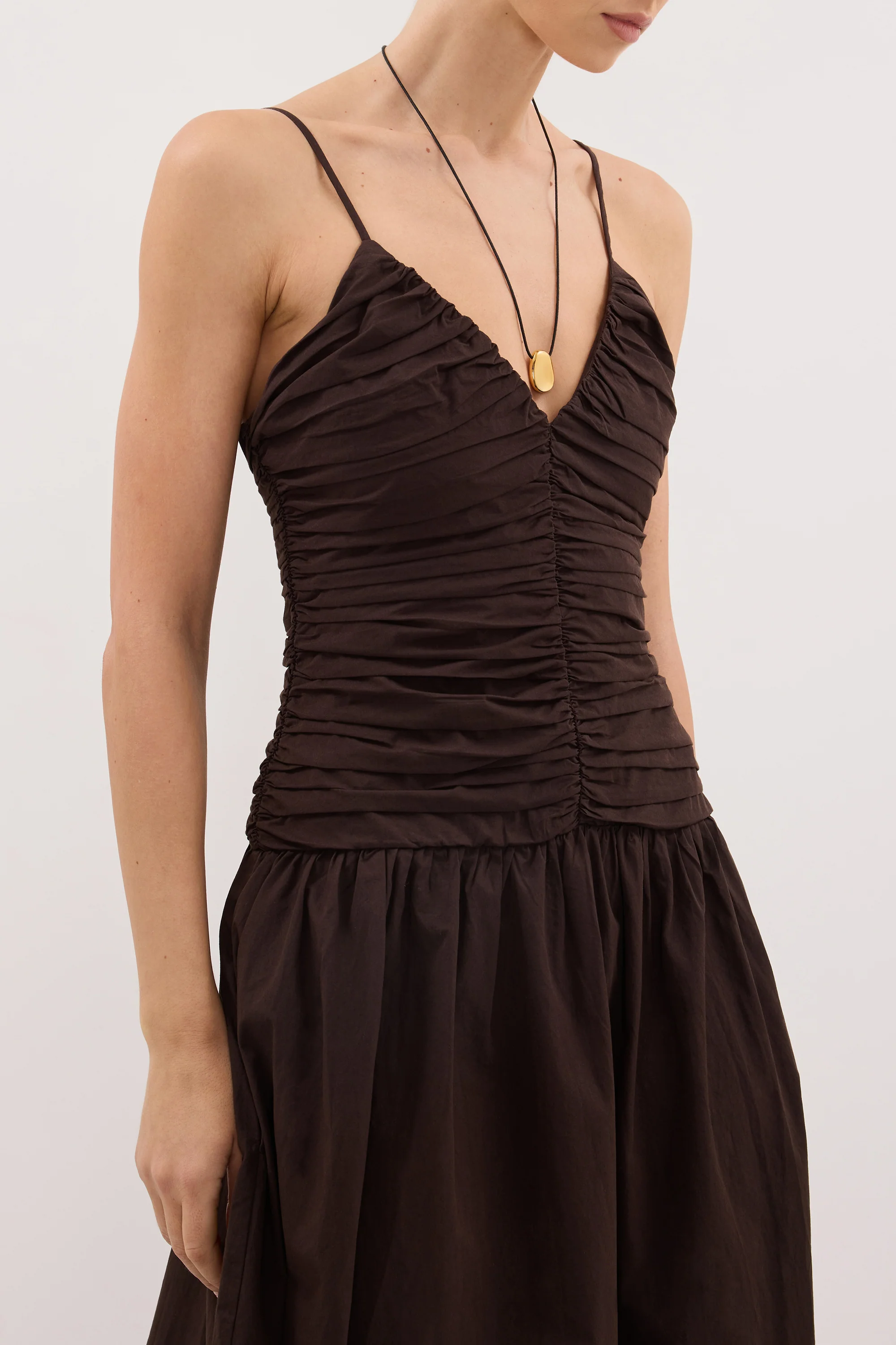 ALEXIA BURNT CHOC COTTON MIDI DRESS - Image 4