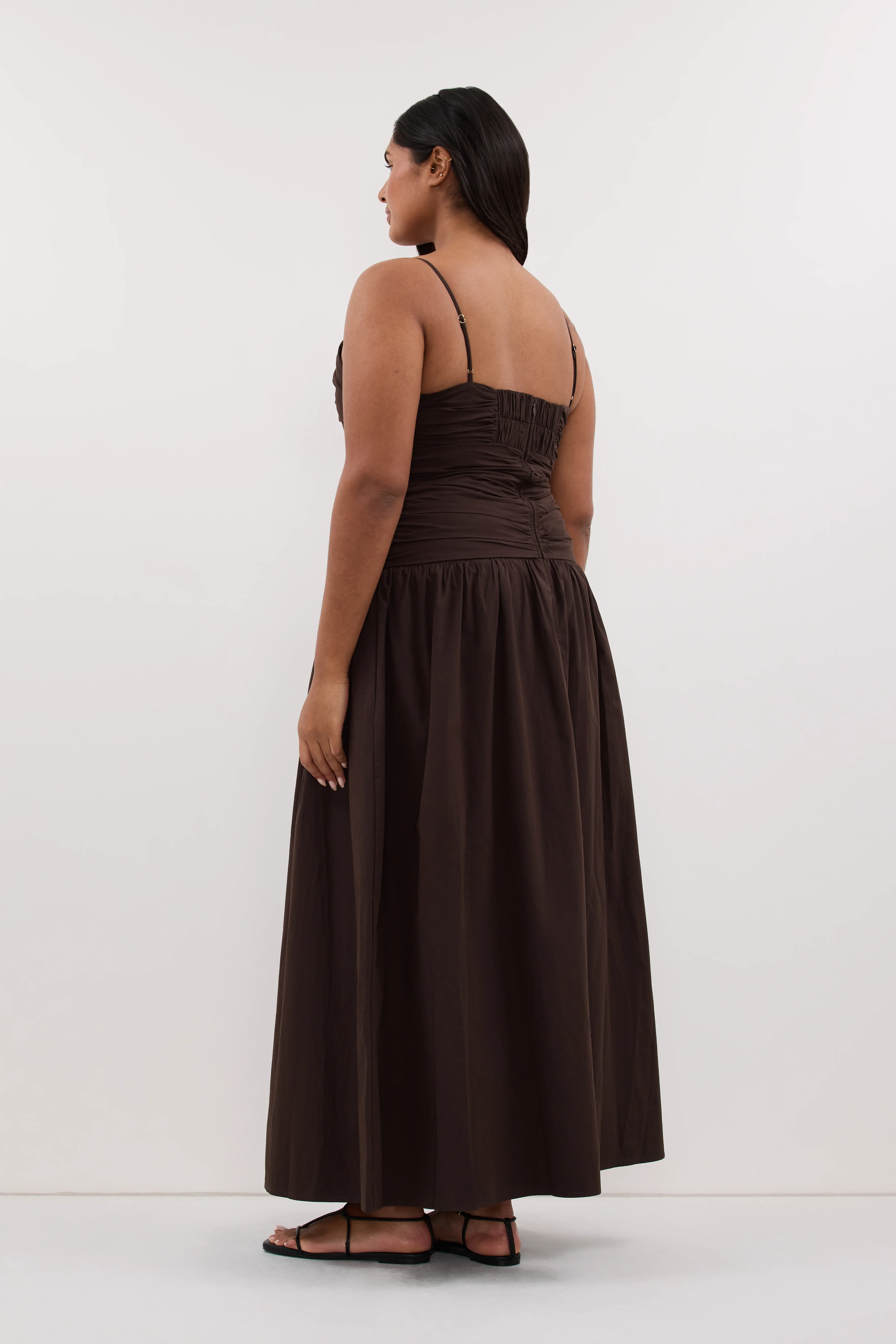 ALEXIA BURNT CHOC COTTON MIDI DRESS - Image 6