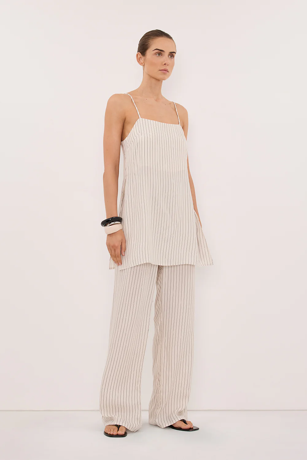 AMARA CREAM STRIPE CUPRO CAMI TOP - Image 4
