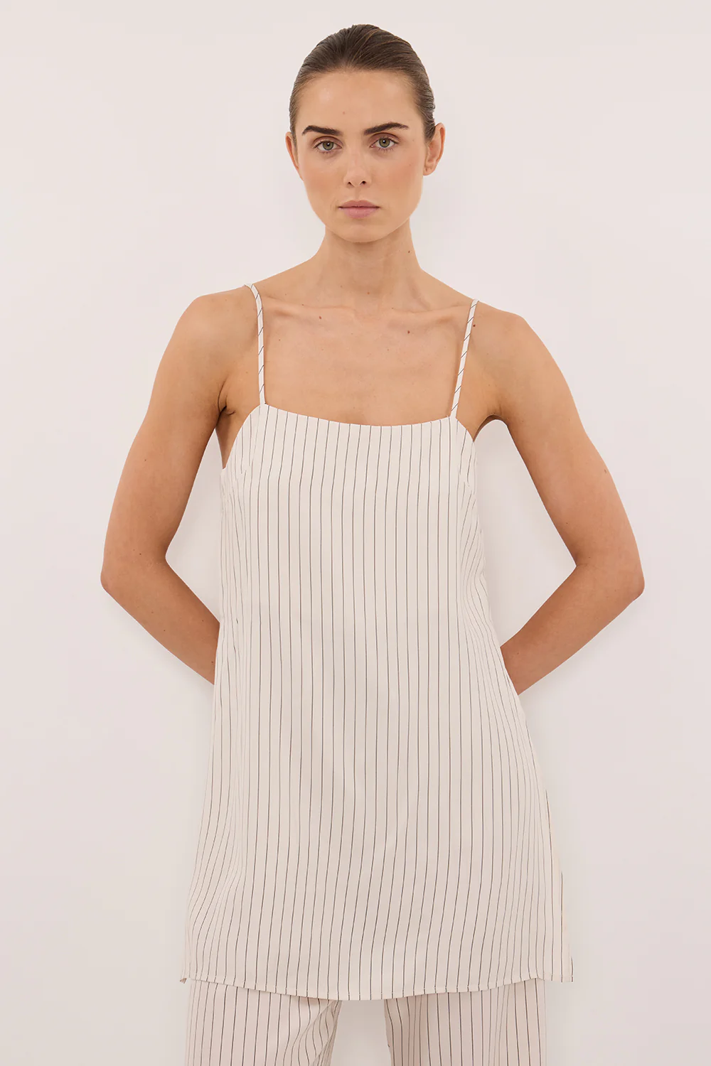 AMARA CREAM STRIPE CUPRO CAMI TOP - Image 5
