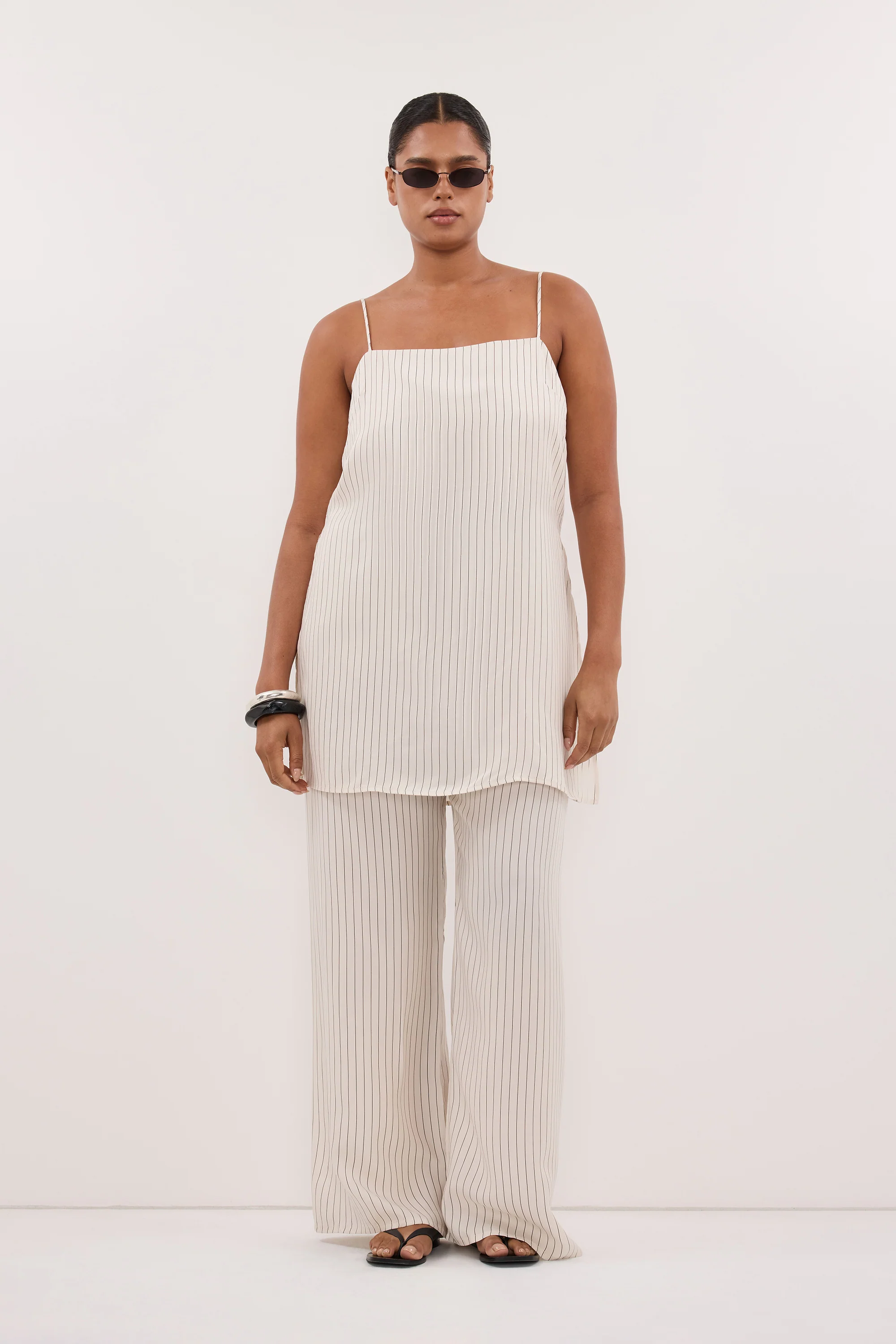 AMARA CREAM STRIPE CUPRO CAMI TOP - Image 7