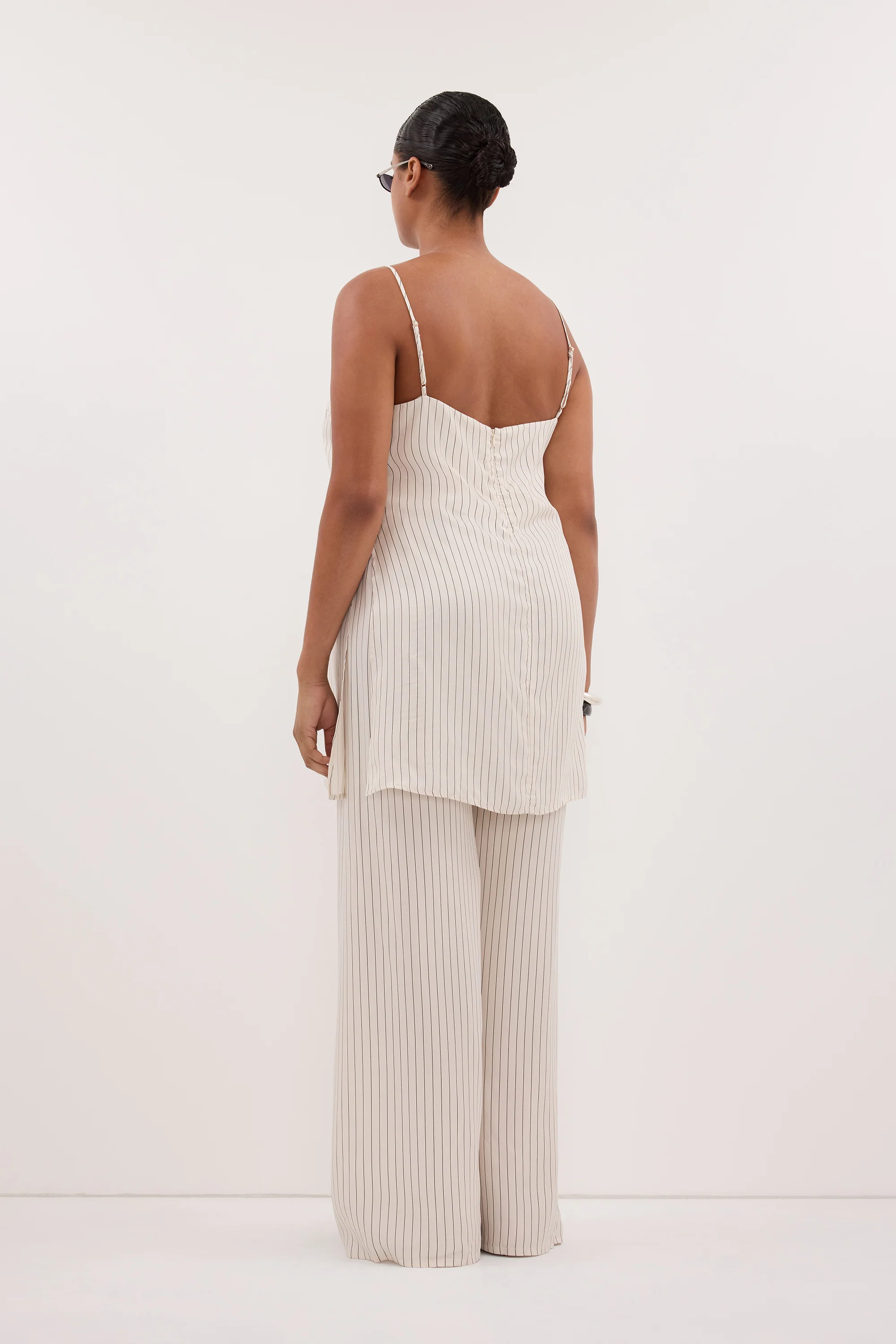 AMARA CREAM STRIPE CUPRO CAMI TOP - Image 8