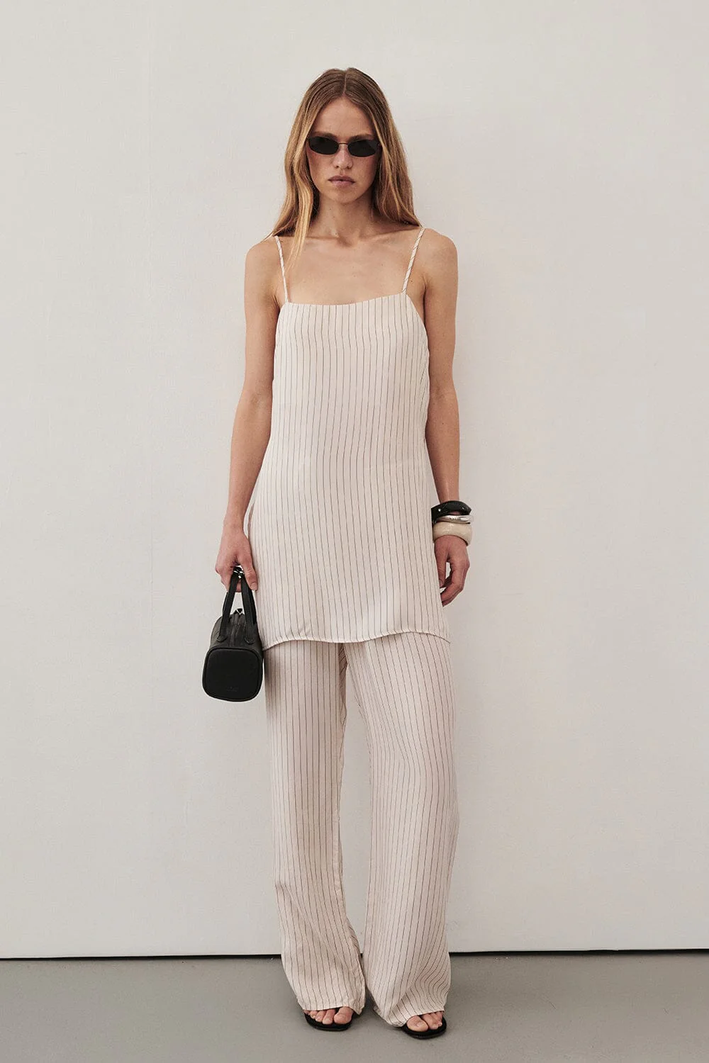 AMARA CREAM STRIPE CUPRO CAMI TOP - Image 9
