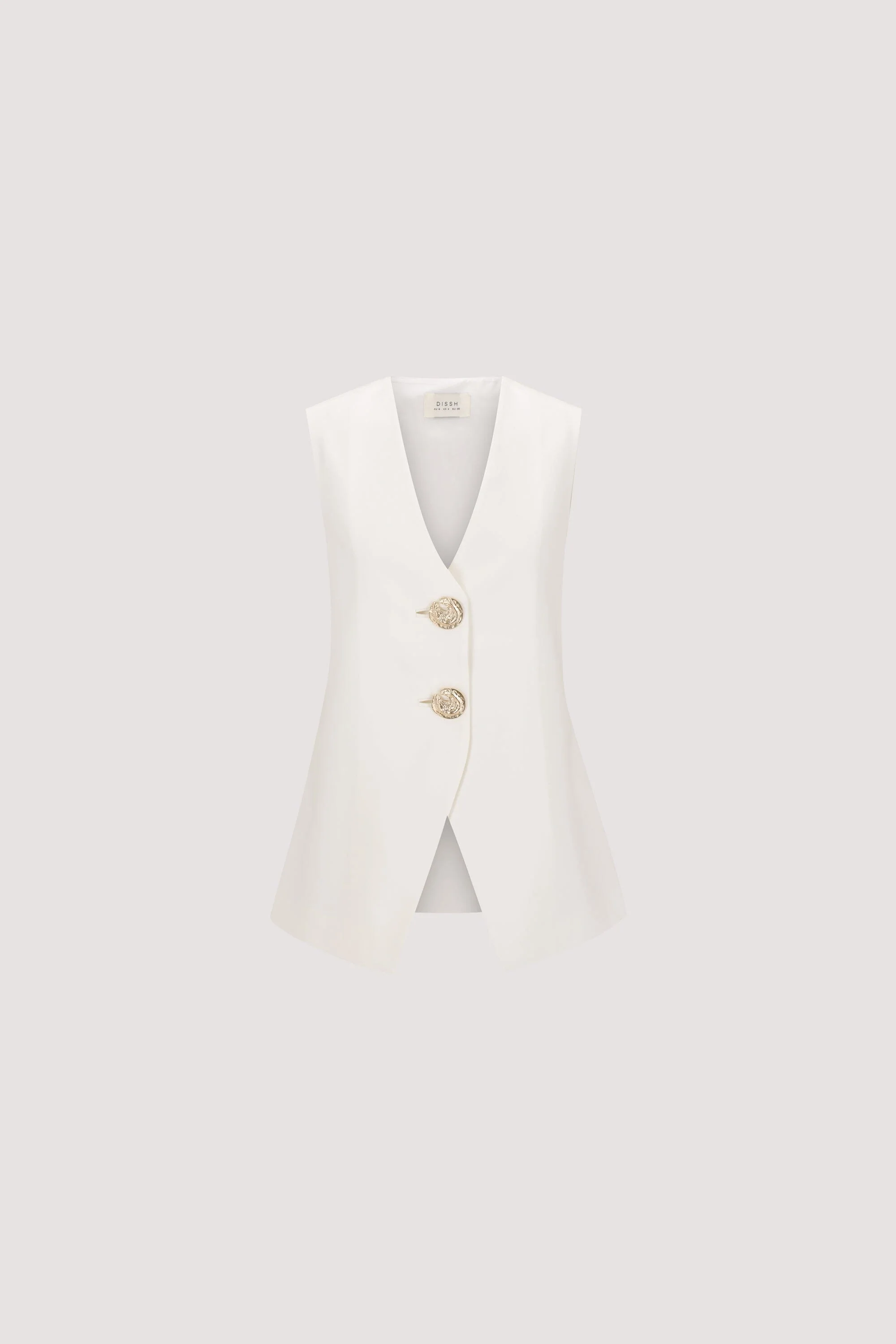 AMERY WHITE SLEEVELESS GOLD BUTTON VEST - Image 5