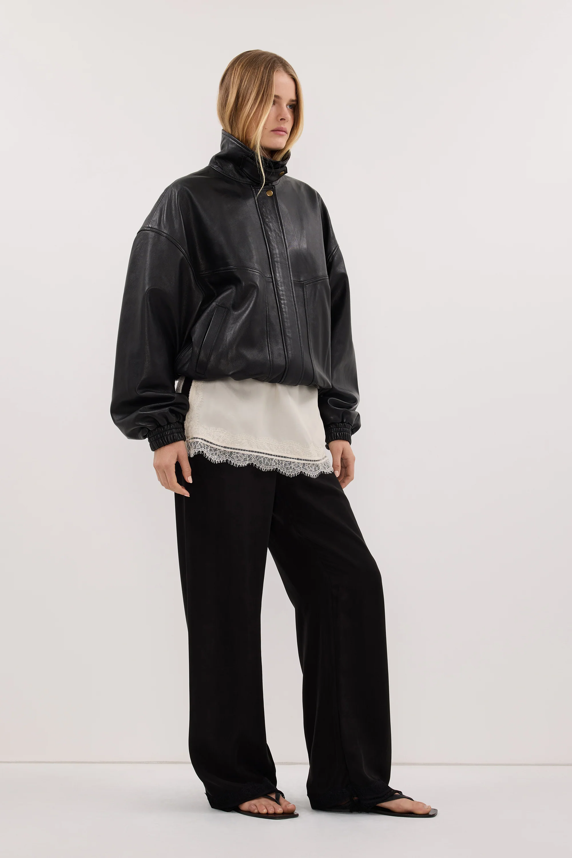 ANDREA BLACK CUPRO LACE PANT - Image 3