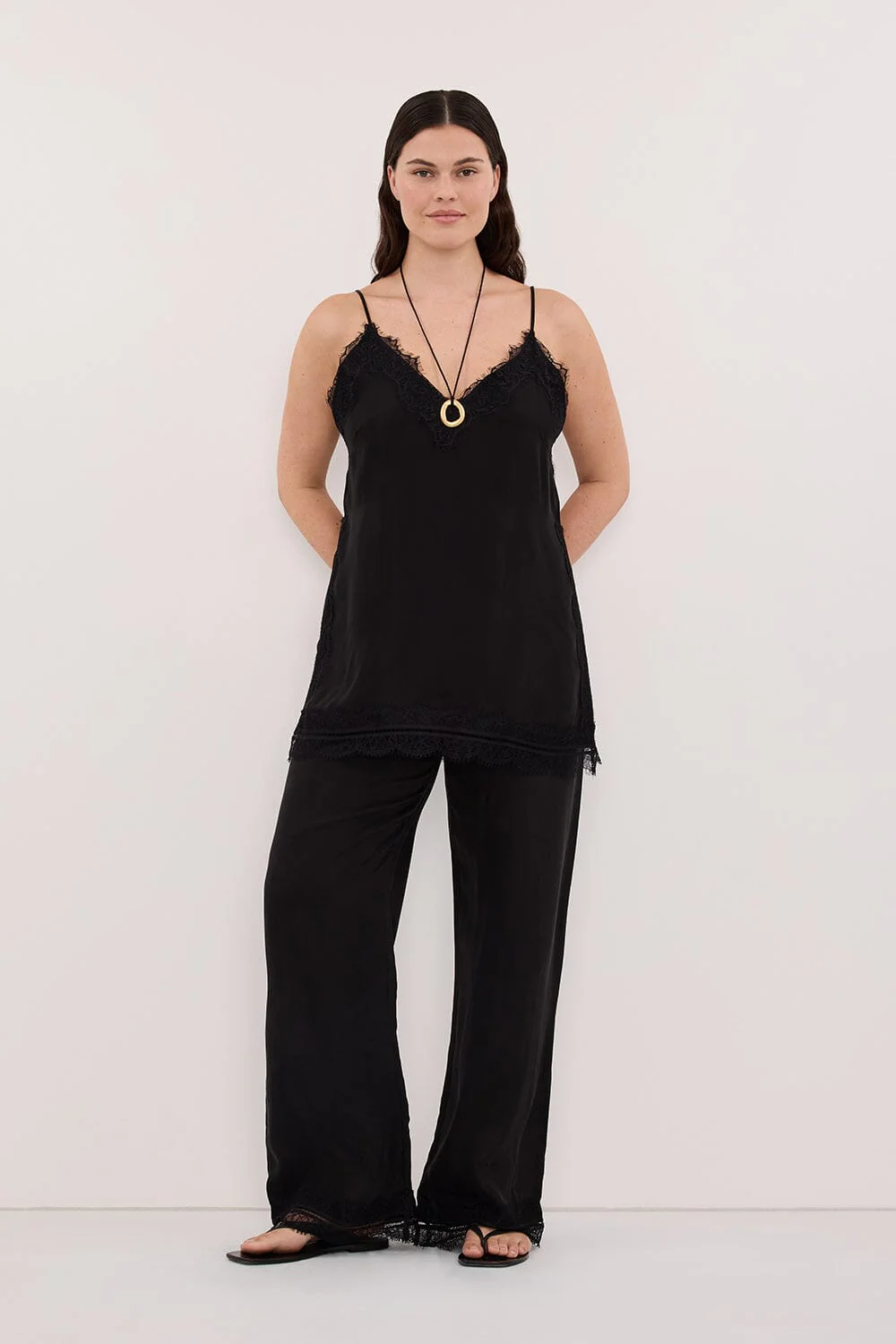 ANDREA BLACK CUPRO LACE PANT - Image 6