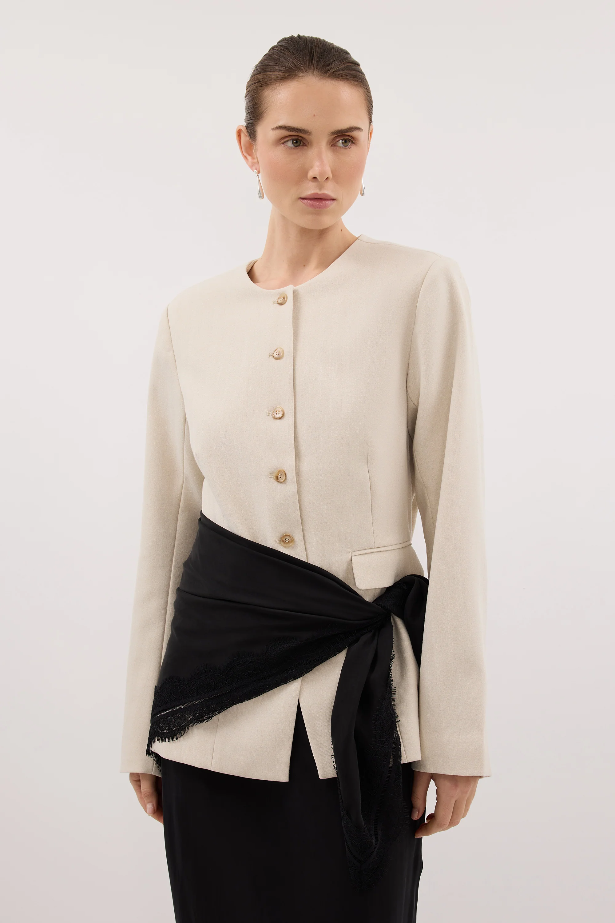 ANDREA BLACK CUPRO LACE SCARF - Image 2