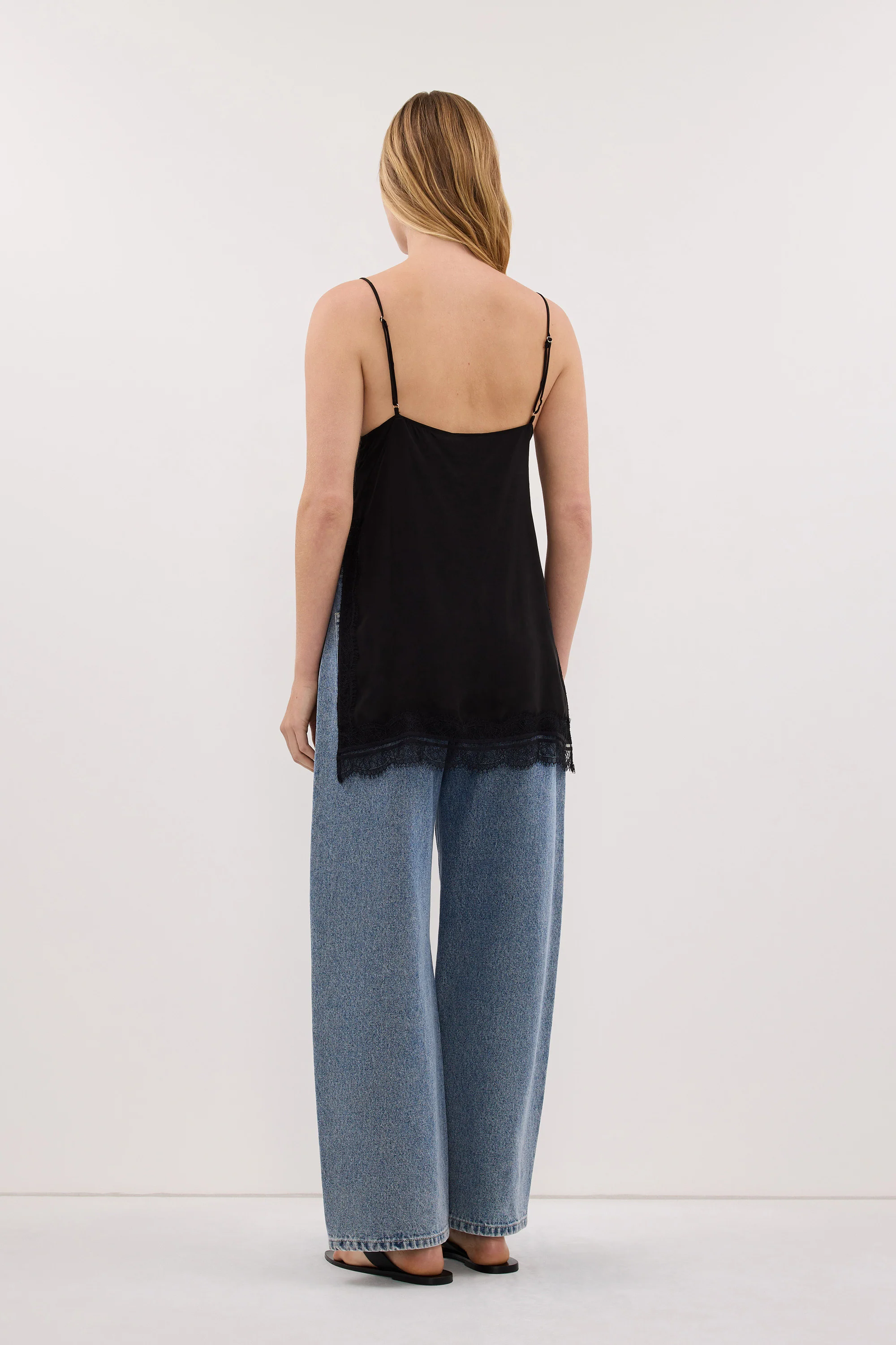 ANDREA BLACK SLEEVELESS LACE CAMI TOP - Image 4