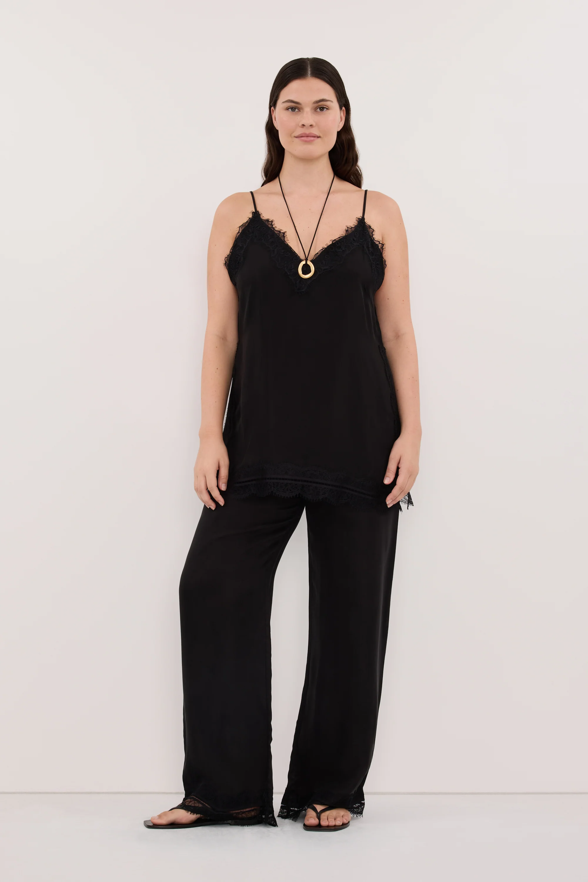 ANDREA BLACK SLEEVELESS LACE CAMI TOP - Image 6