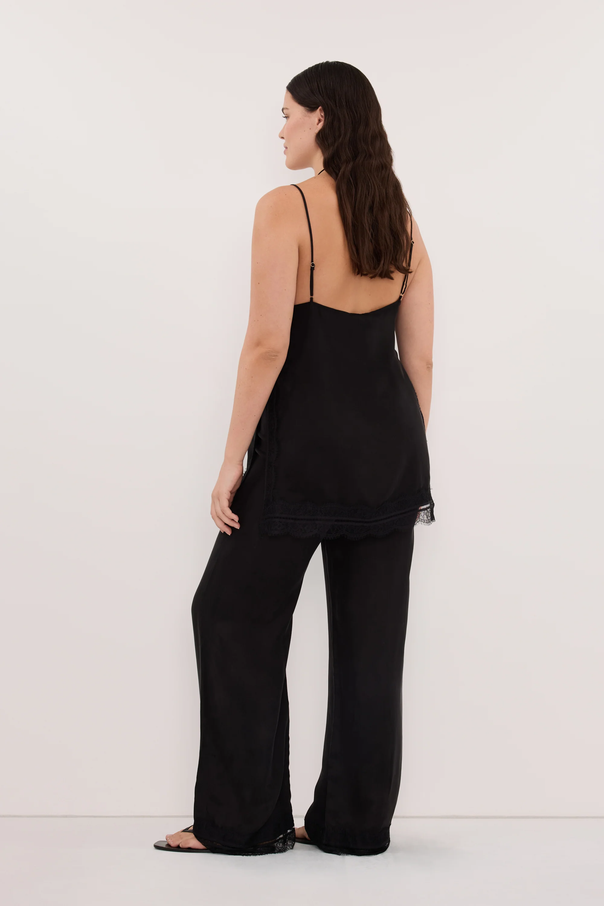 ANDREA BLACK SLEEVELESS LACE CAMI TOP - Image 7