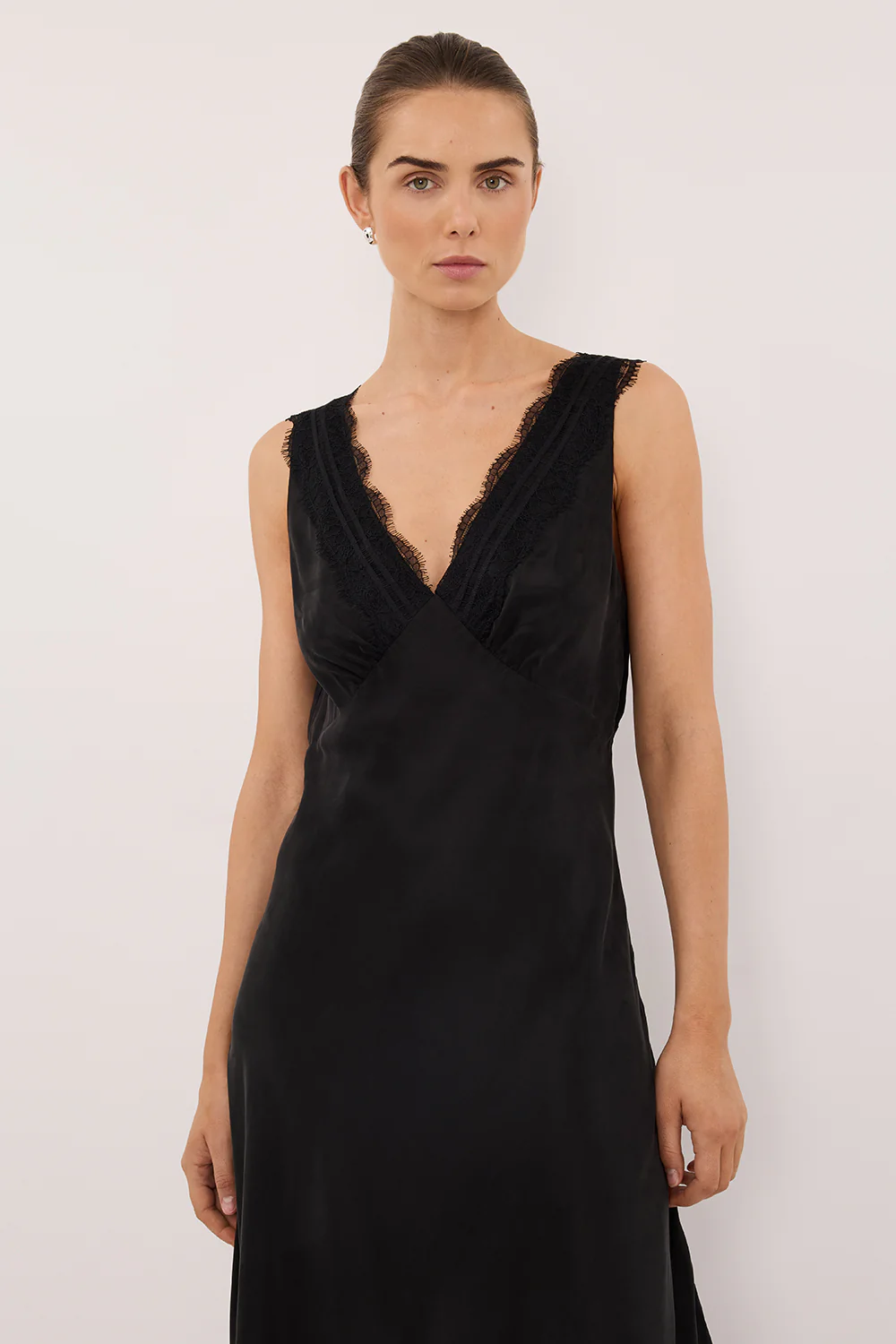 ANDREA BLACK CUPRO MIDI DRESS - Image 5