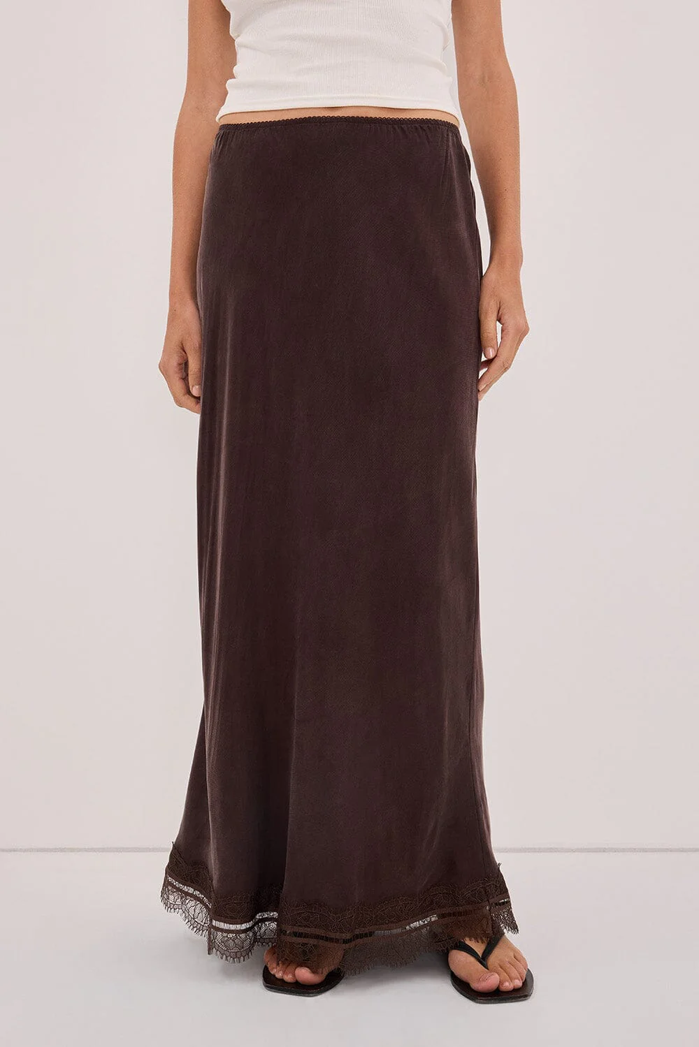 ANDREA PLUM CHOC CUPRO MIDI SKIRT - Image 4
