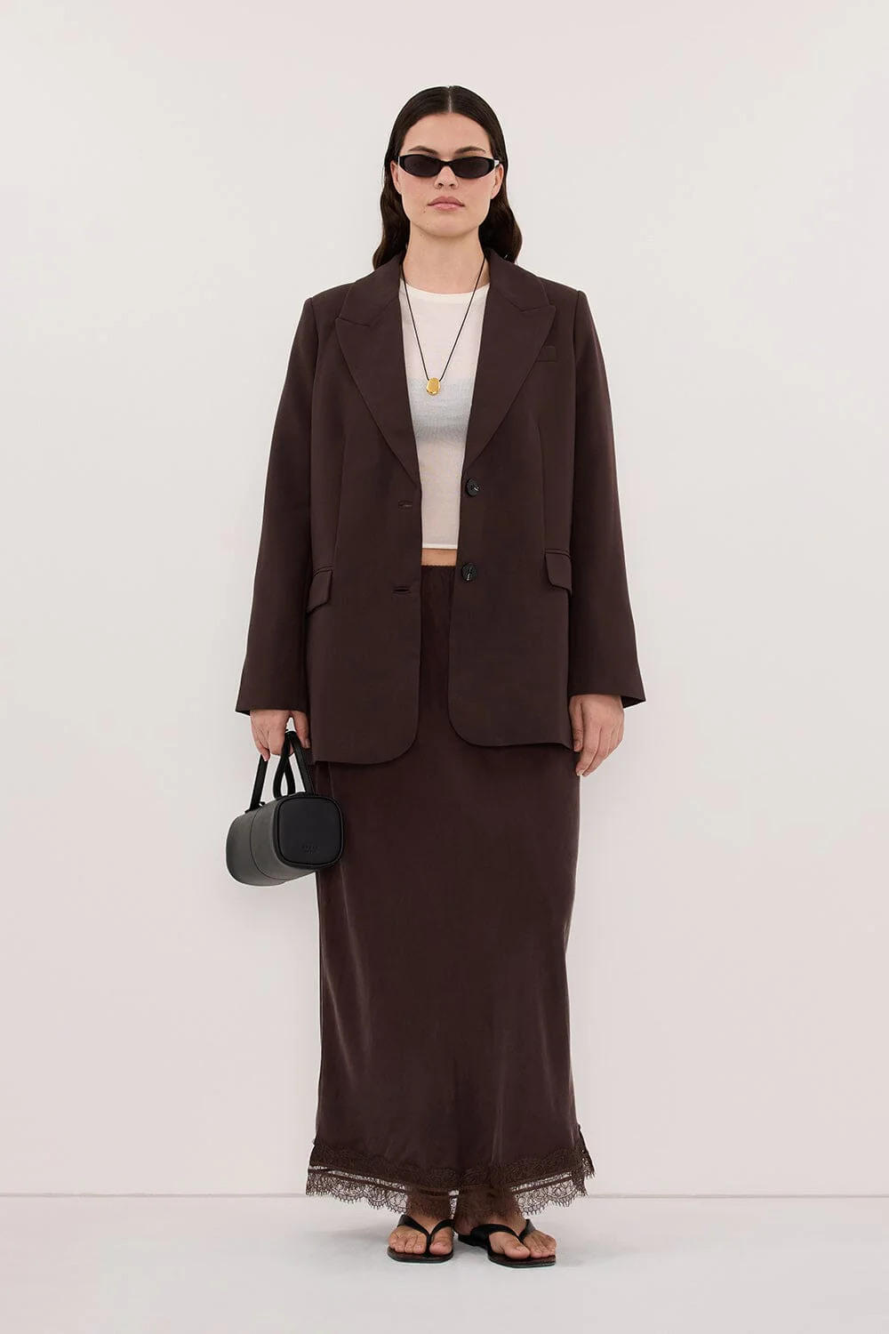 ANDREA PLUM CHOC CUPRO MIDI SKIRT - Image 6