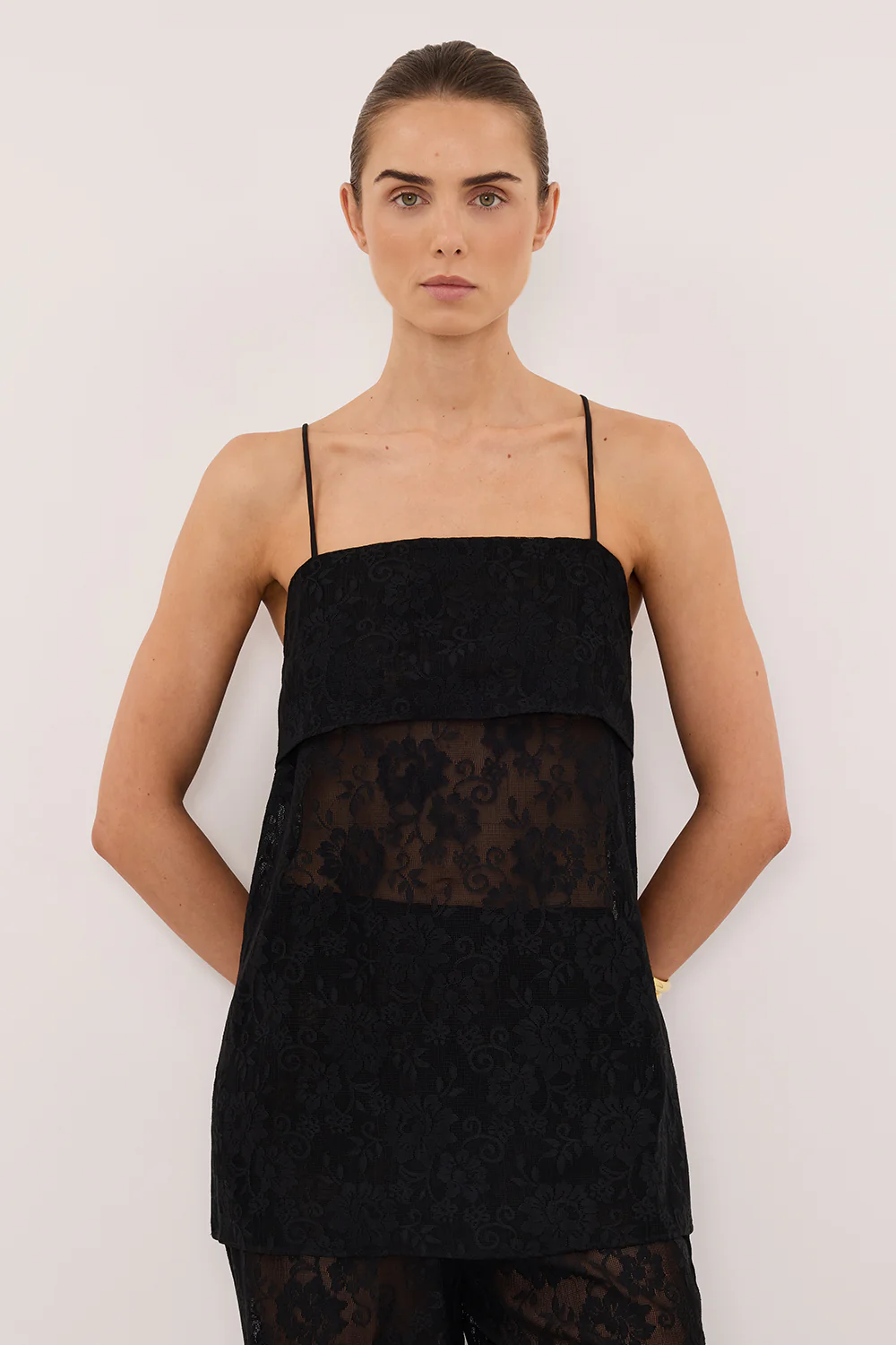 ANYA BLACK LACE WATERFALL TOP - Image 2