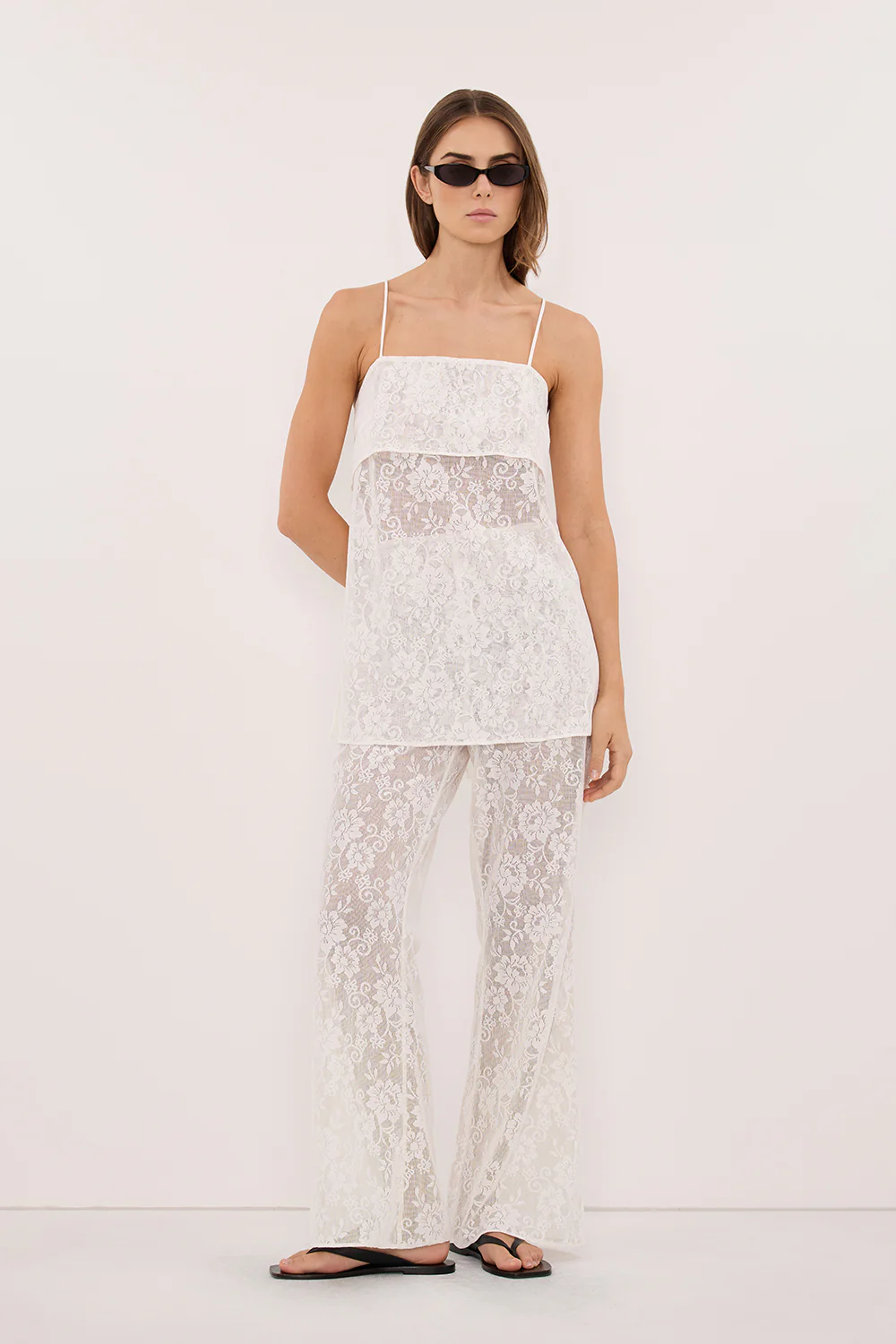 ANYA WHITE LACE WATERFALL TOP - Image 4