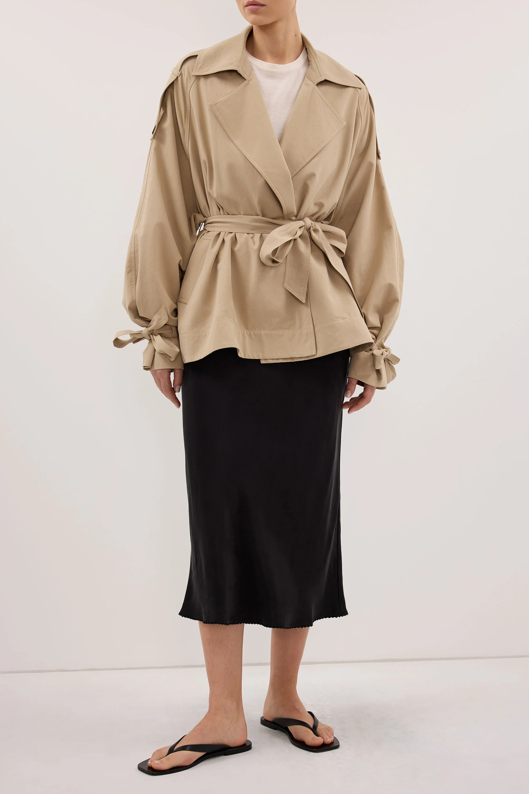 ARELIA BLACK CUPRO MIDI SKIRT - Image 2