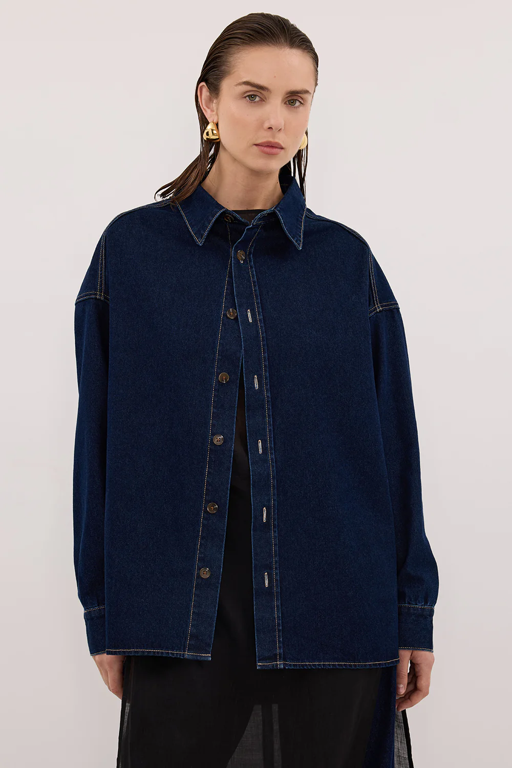 ASHTON INDIGO OVERSIZED DENIM SHIRT - Image 2