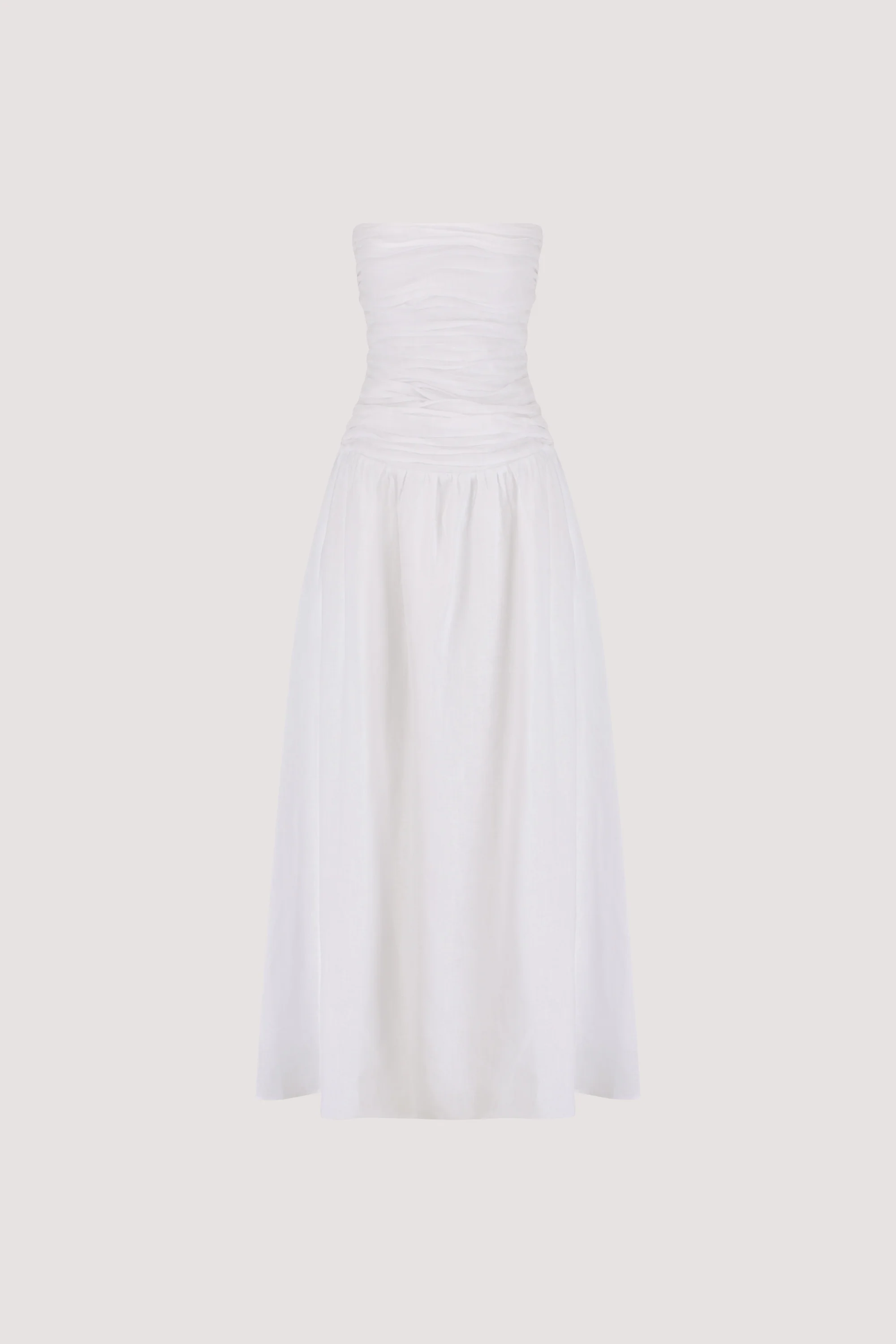 AUBRIELLA WHITE LINEN MIDI DRESS - Image 9