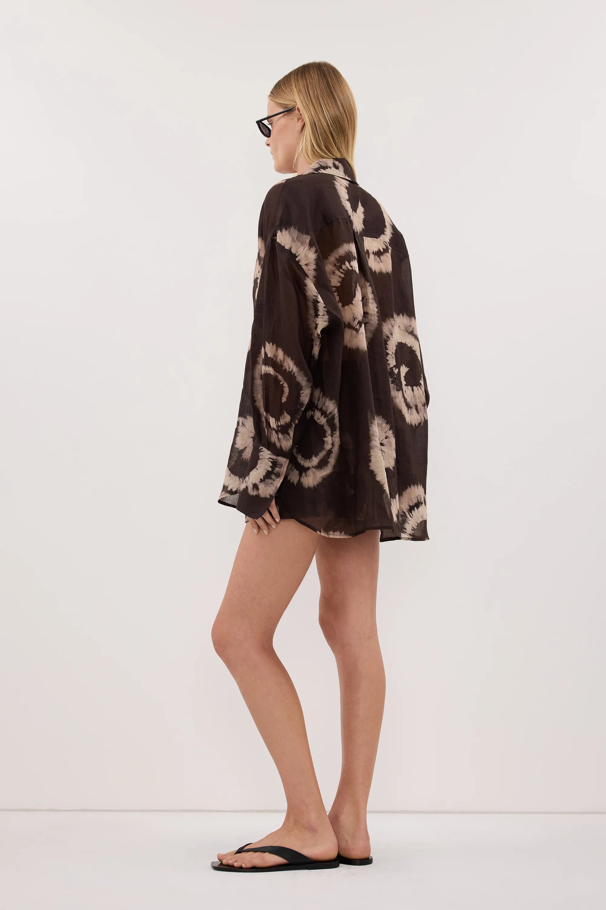 AURA DARK CHOC TIE DYE RAMIE SHIRT - Image 3