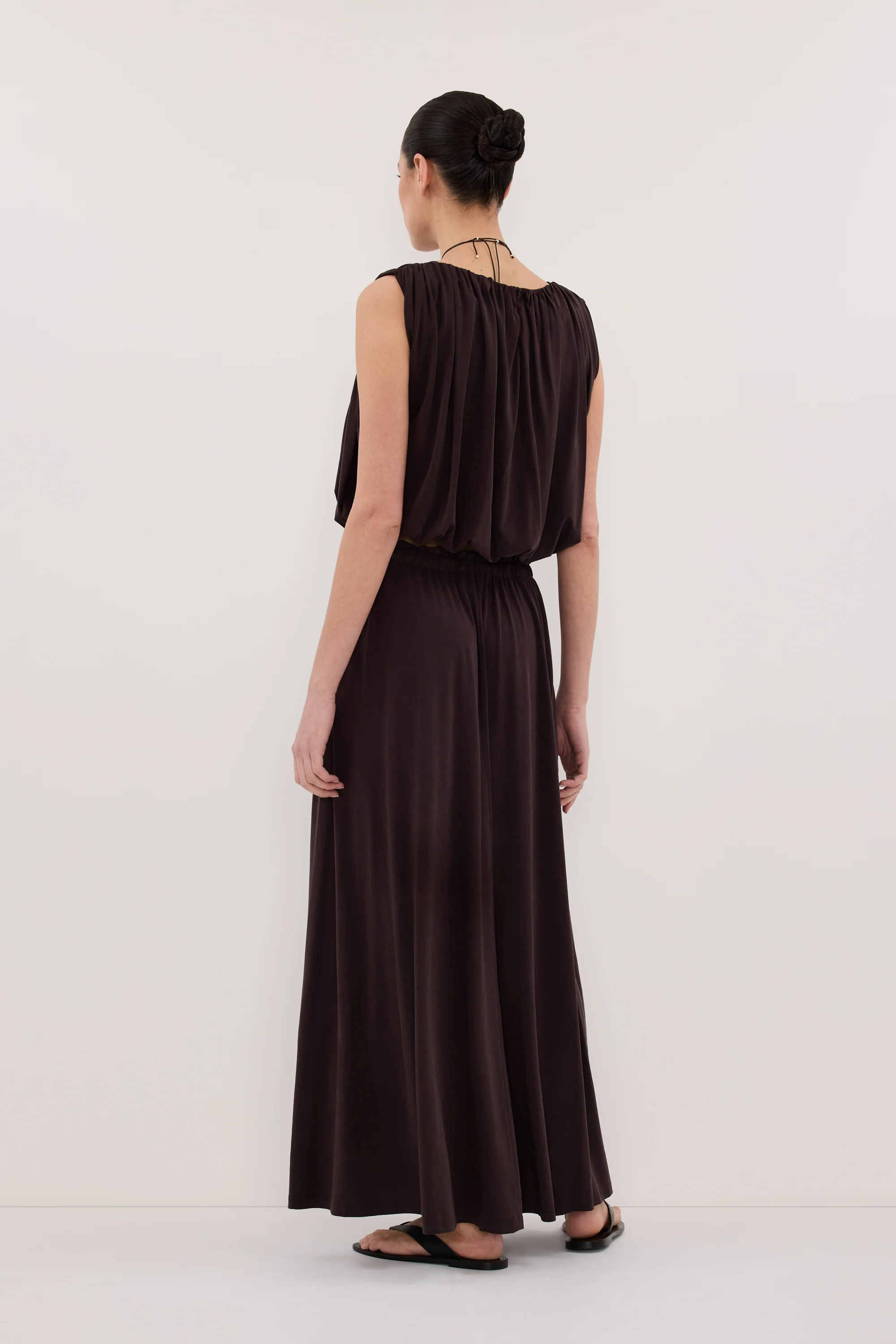 AVA BURNT CHOC MODAL BLEND MIDI SKIRT - Image 3