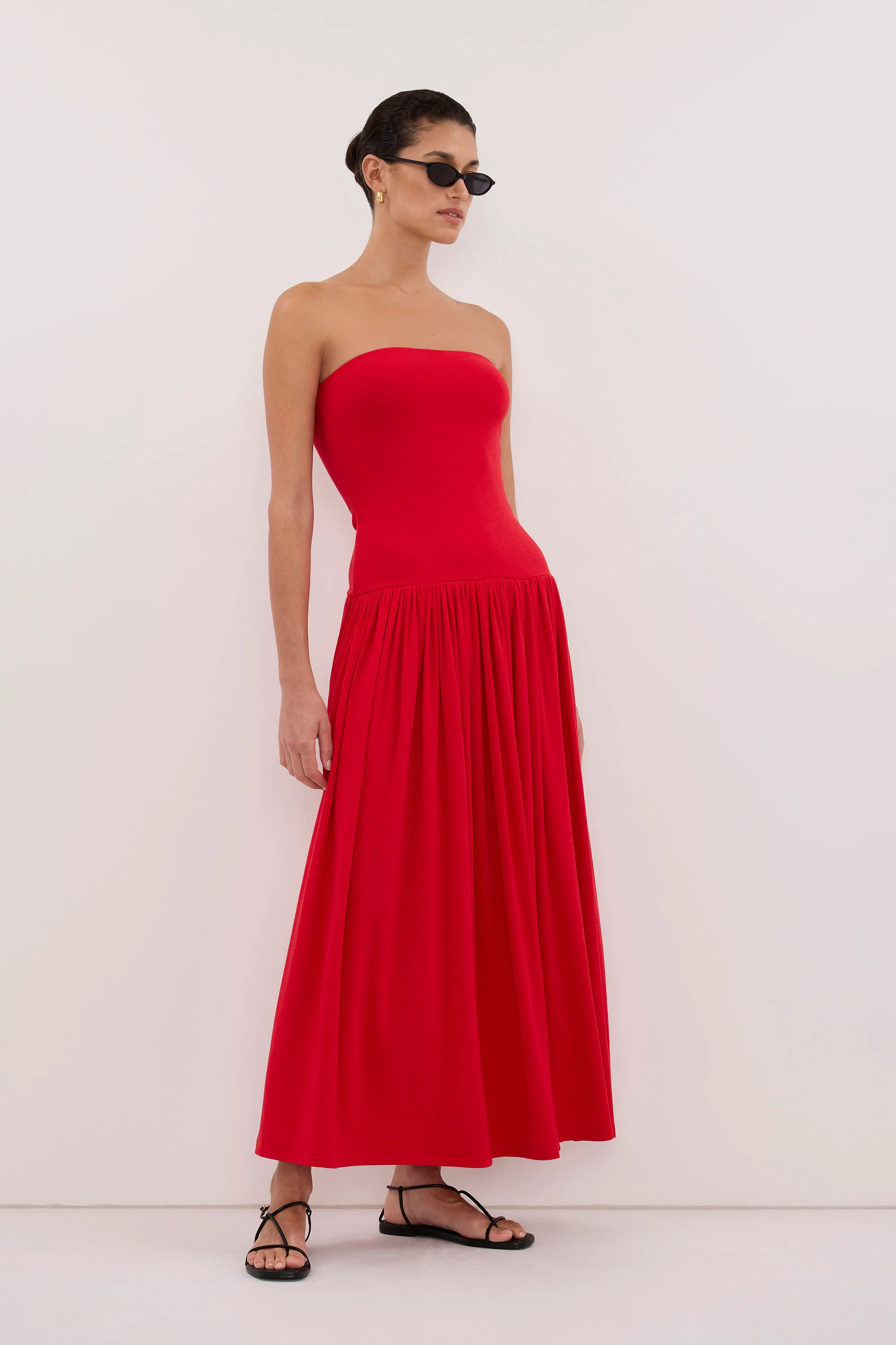 AVEN RED BANDEAU MAXI DRESS - Image 4