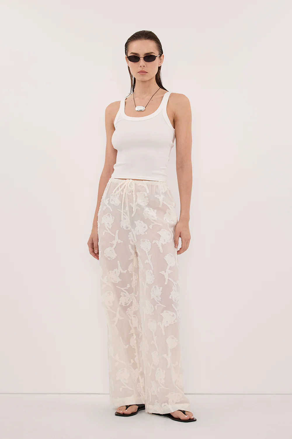 AZALEA OFF WHITE JACQUARD PANT