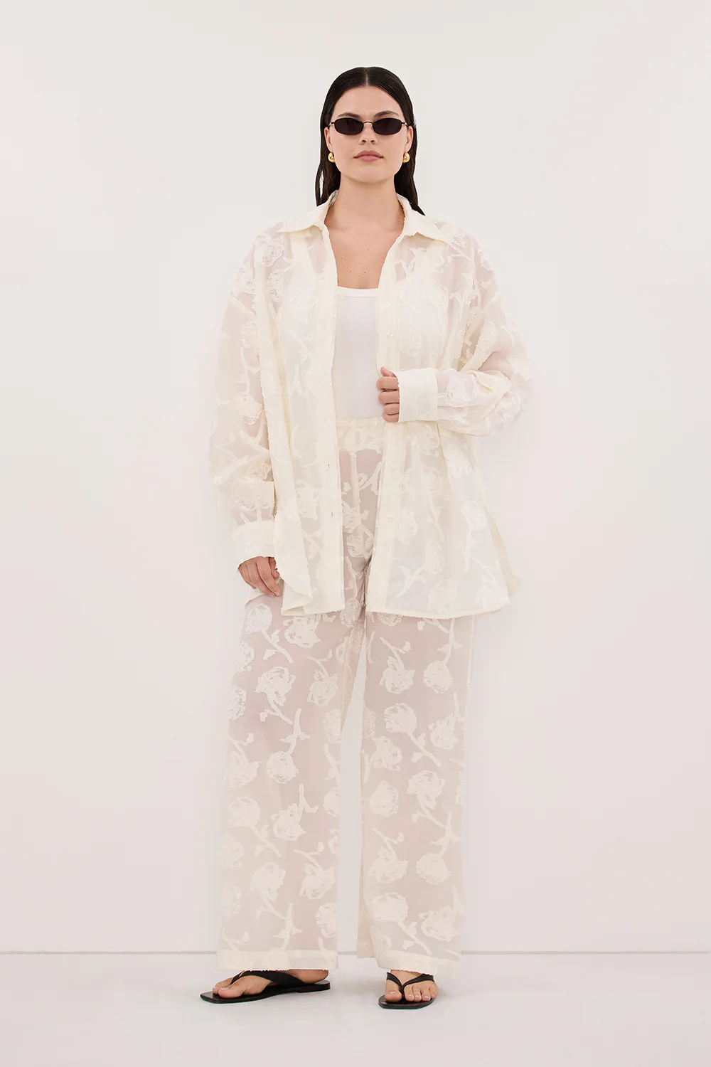 AZALEA OFF WHITE JACQUARD LONG SLEEVE SHIRT - Image 5