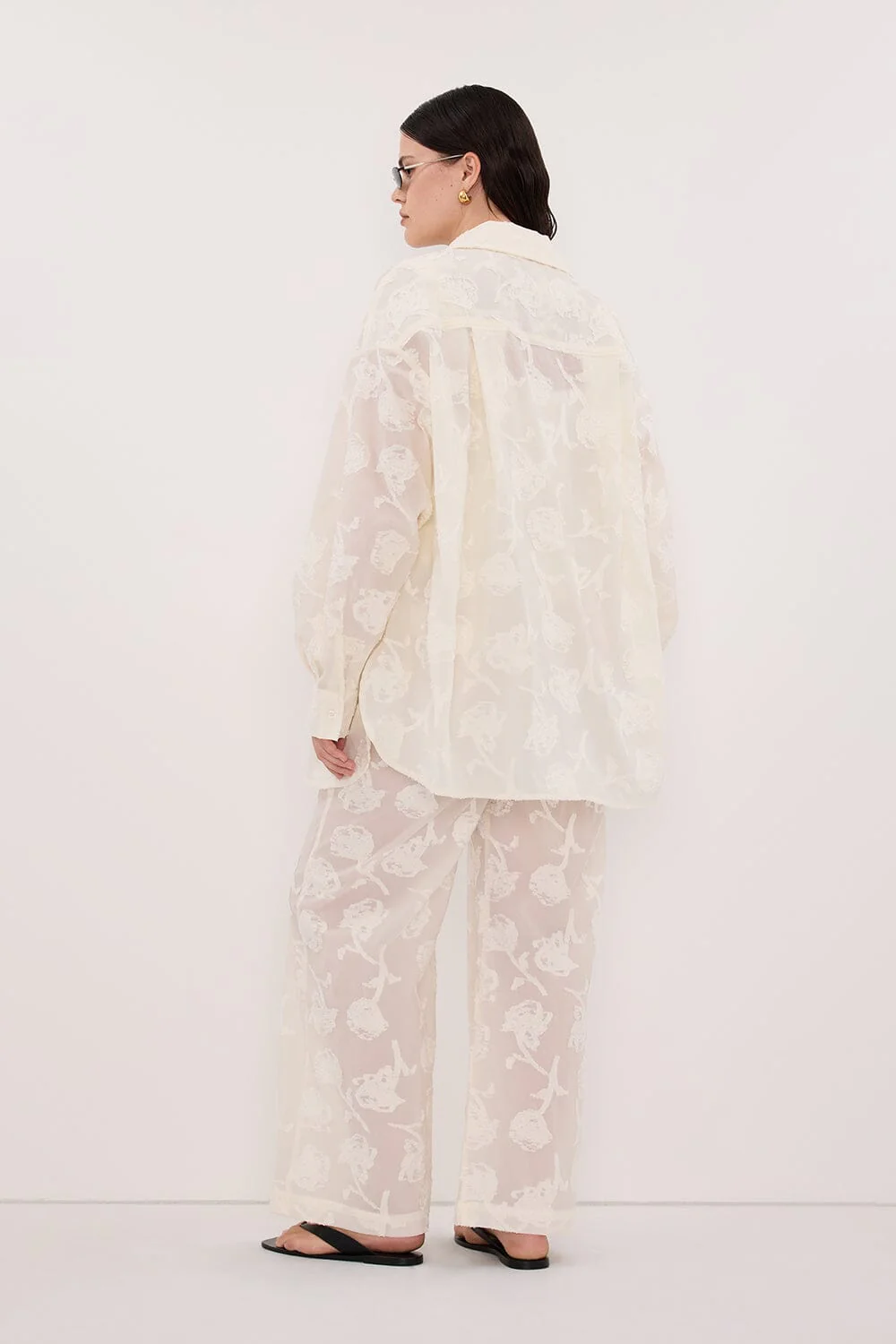 AZALEA OFF WHITE JACQUARD LONG SLEEVE SHIRT - Image 6