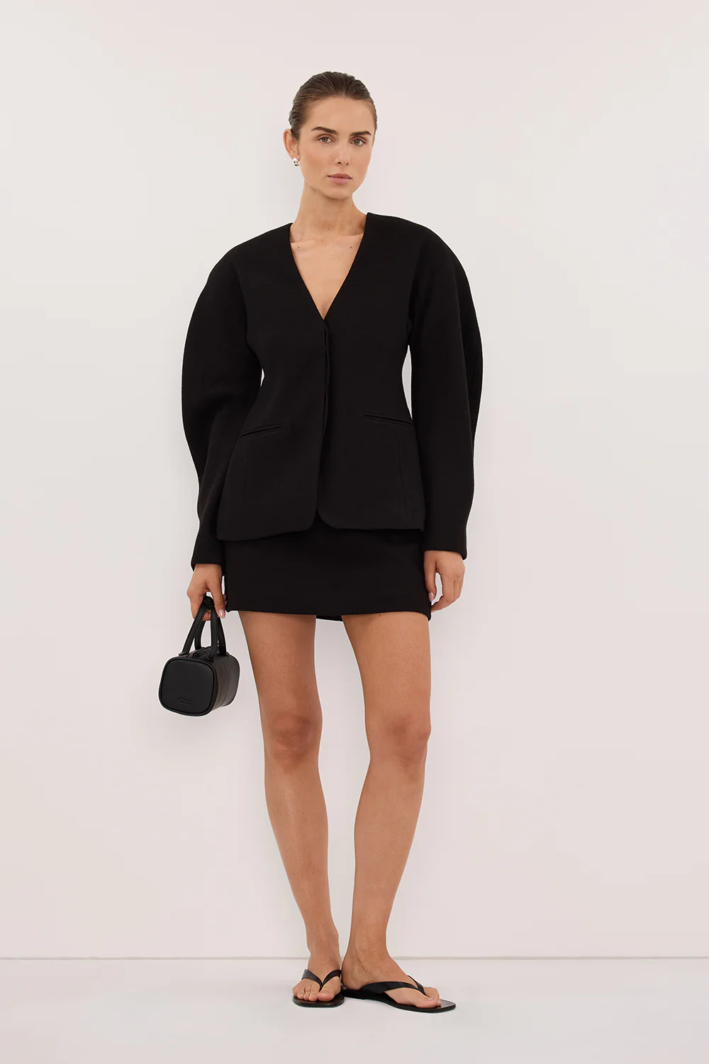 BOBBI BLACK BOUCLE COCOON BLAZER