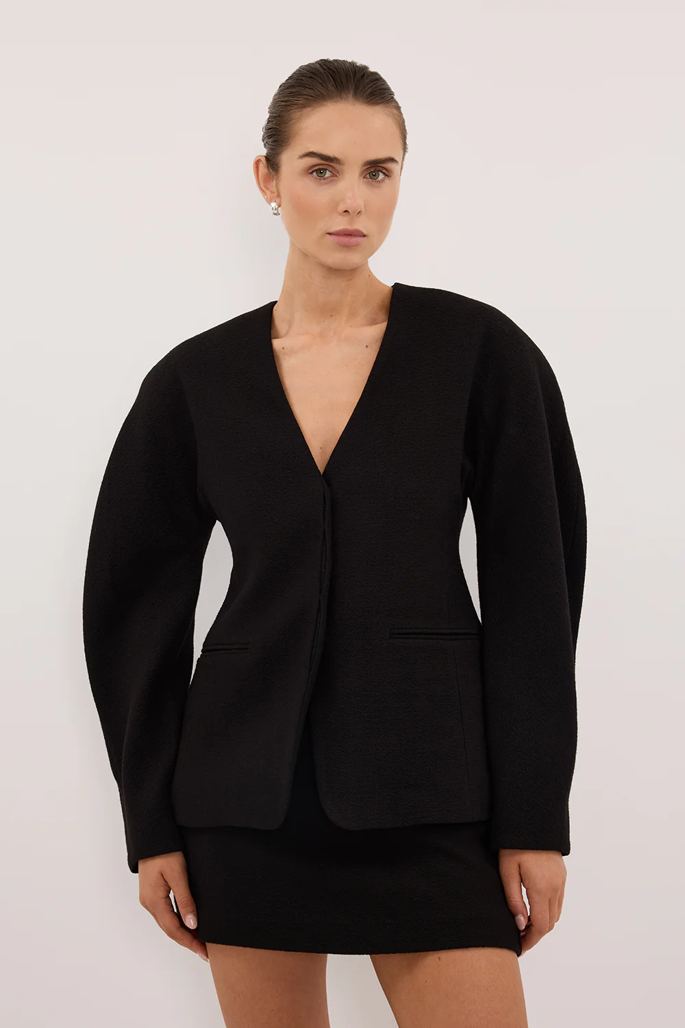 BOBBI BLACK BOUCLE COCOON BLAZER - Image 2