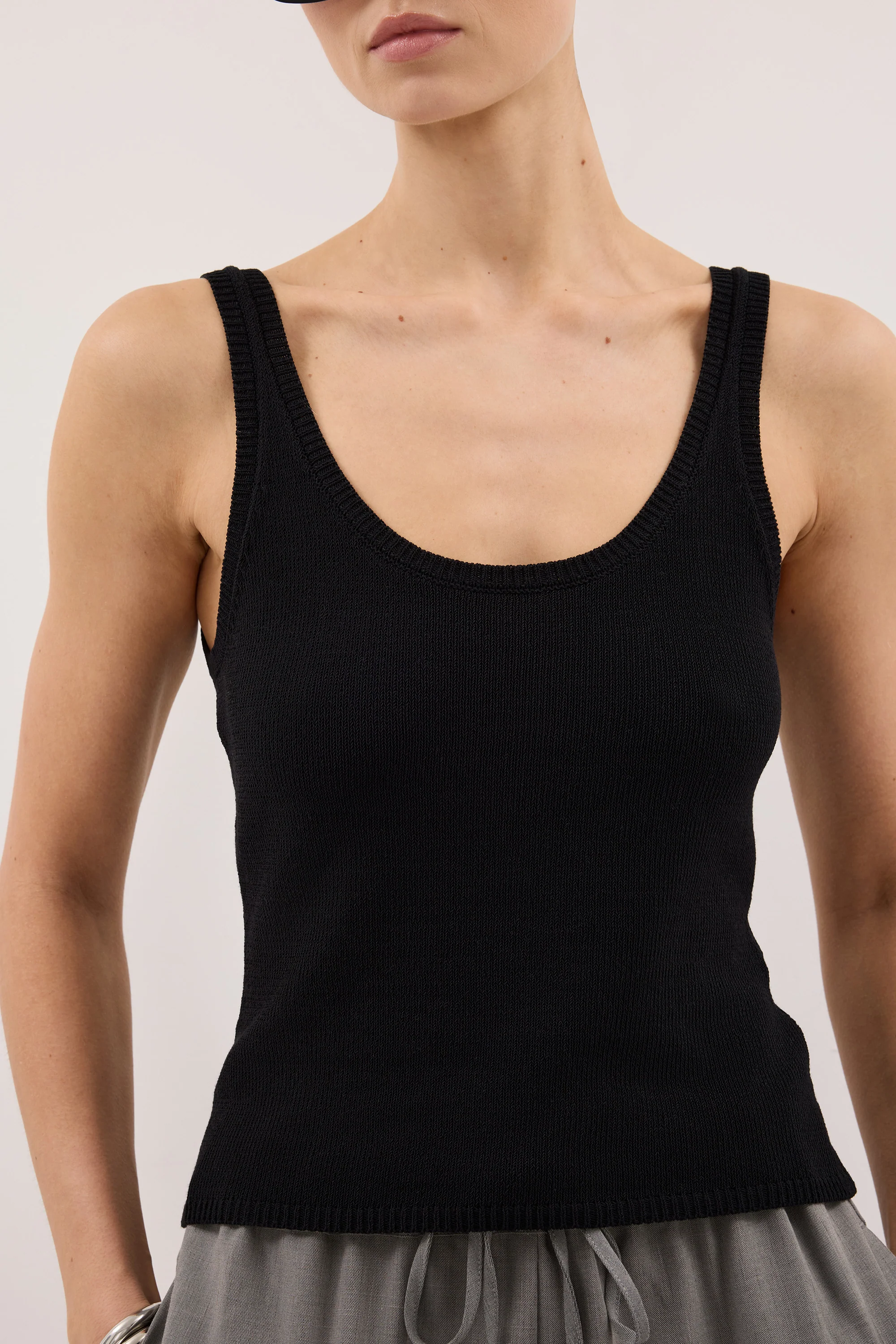 BRIGETTE BLACK KNIT TANK - Image 5