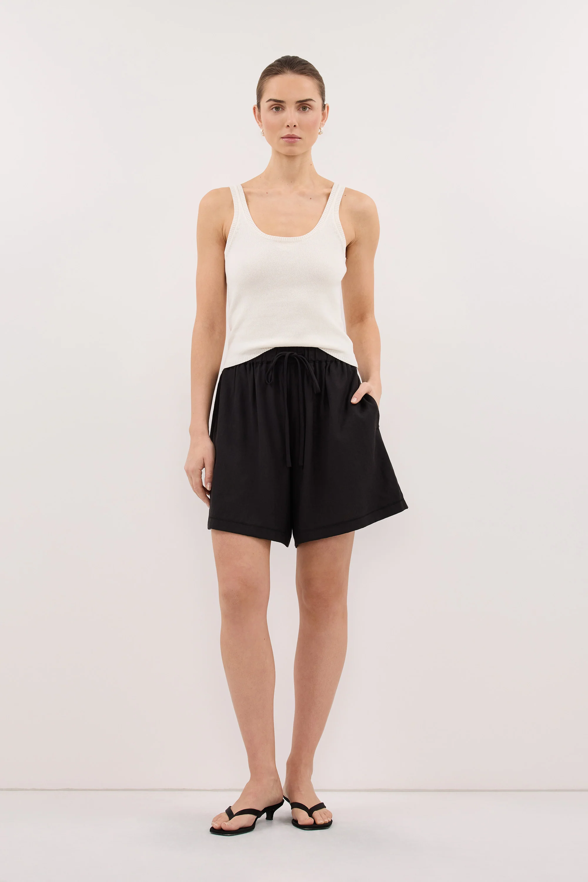 CALIA BLACK DRAWSTRING BERMUDA SHORT - Image 6