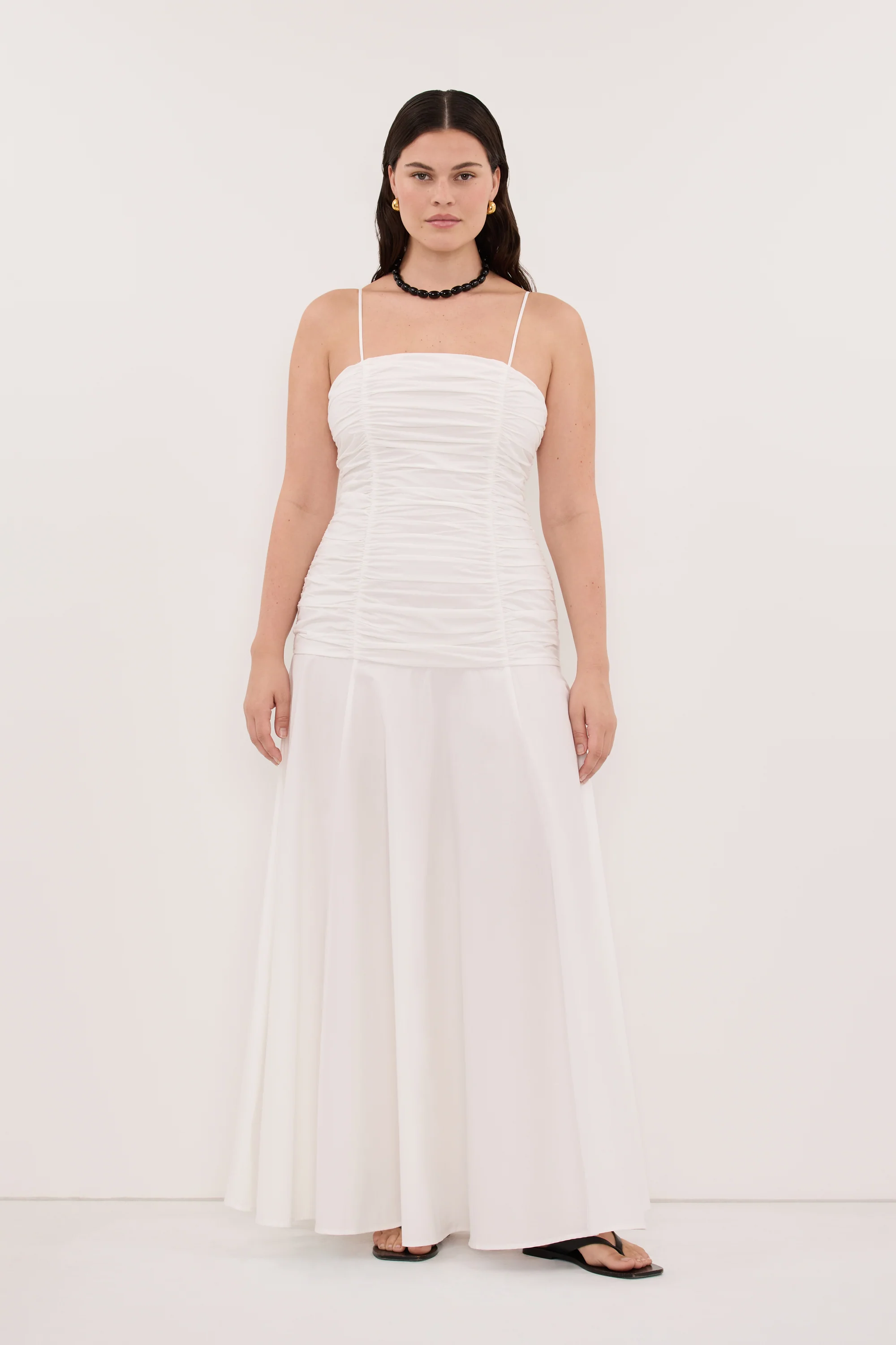 CARA WHITE SLEEVELESS COTTON MIDI DRESS - Image 6