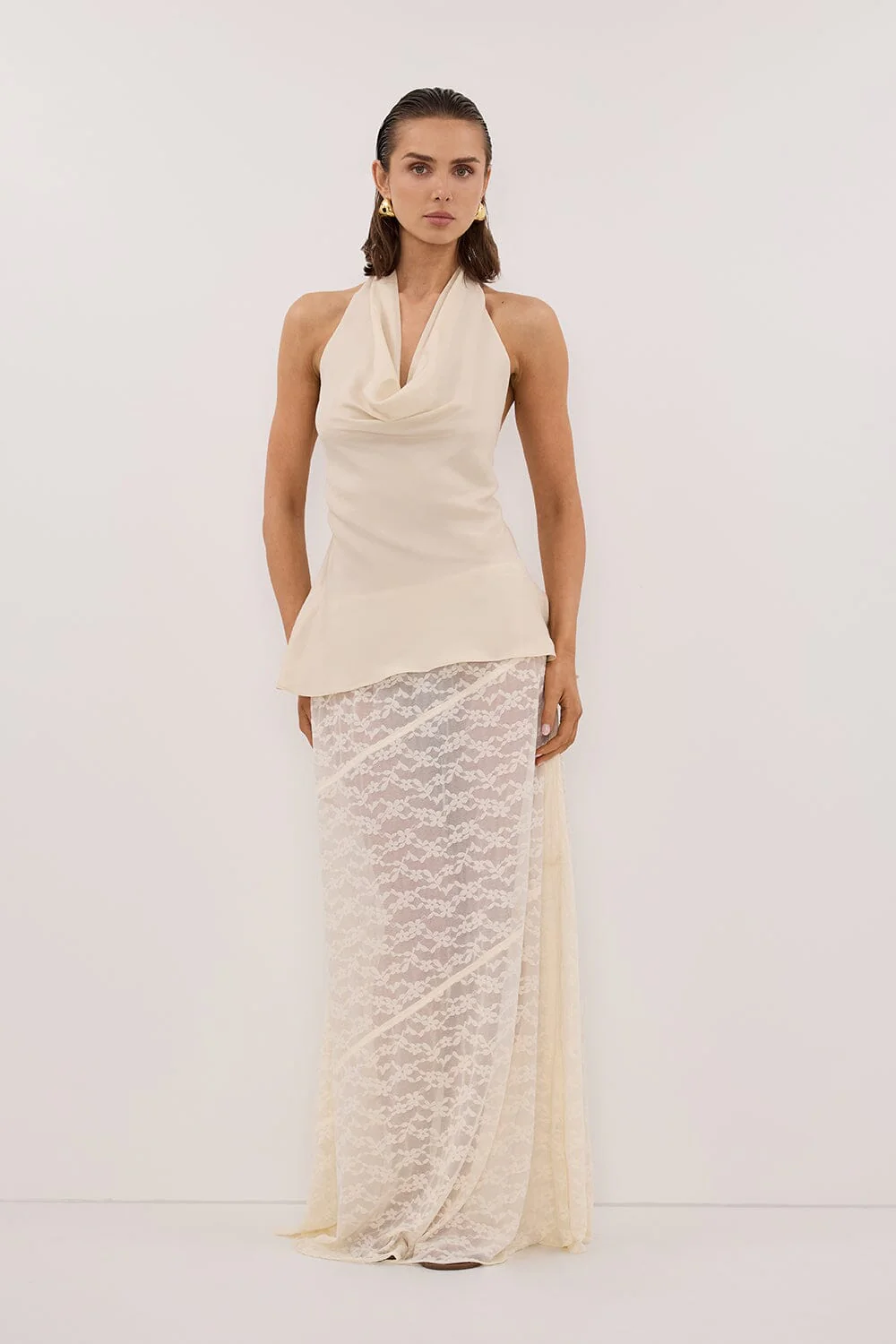 CARLENE STRAW SLEEVELESS CUPRO COWL TOP