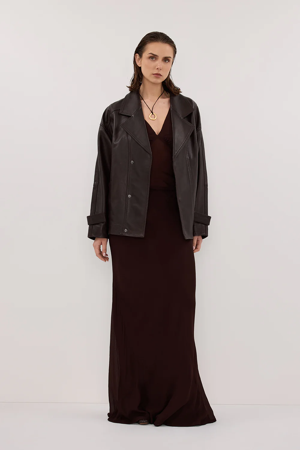 CARLY DARK CHOC MIDI SKIRT
