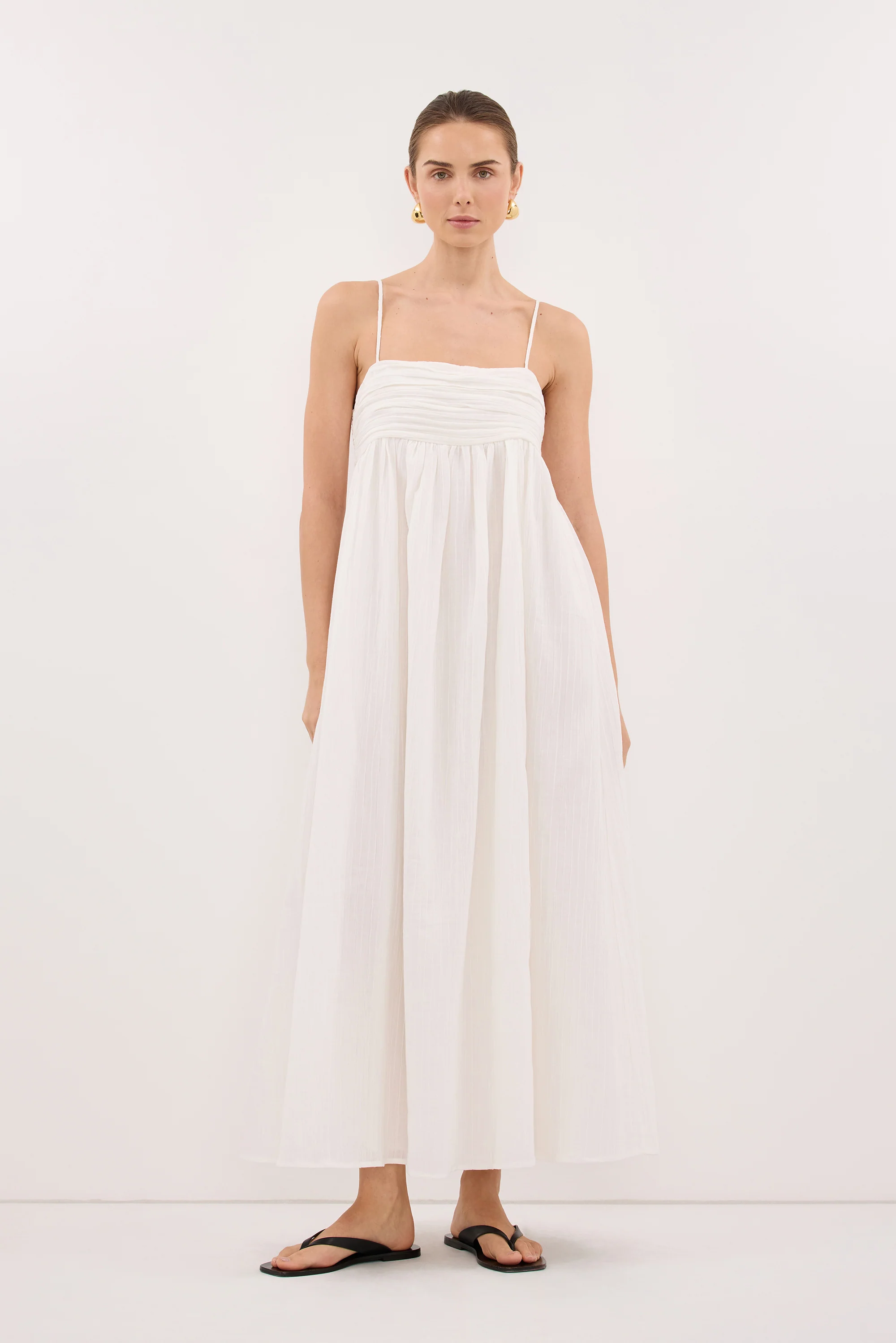 CASEY IVORY CRINKLE RAMIE MIDI DRESS - Image 3