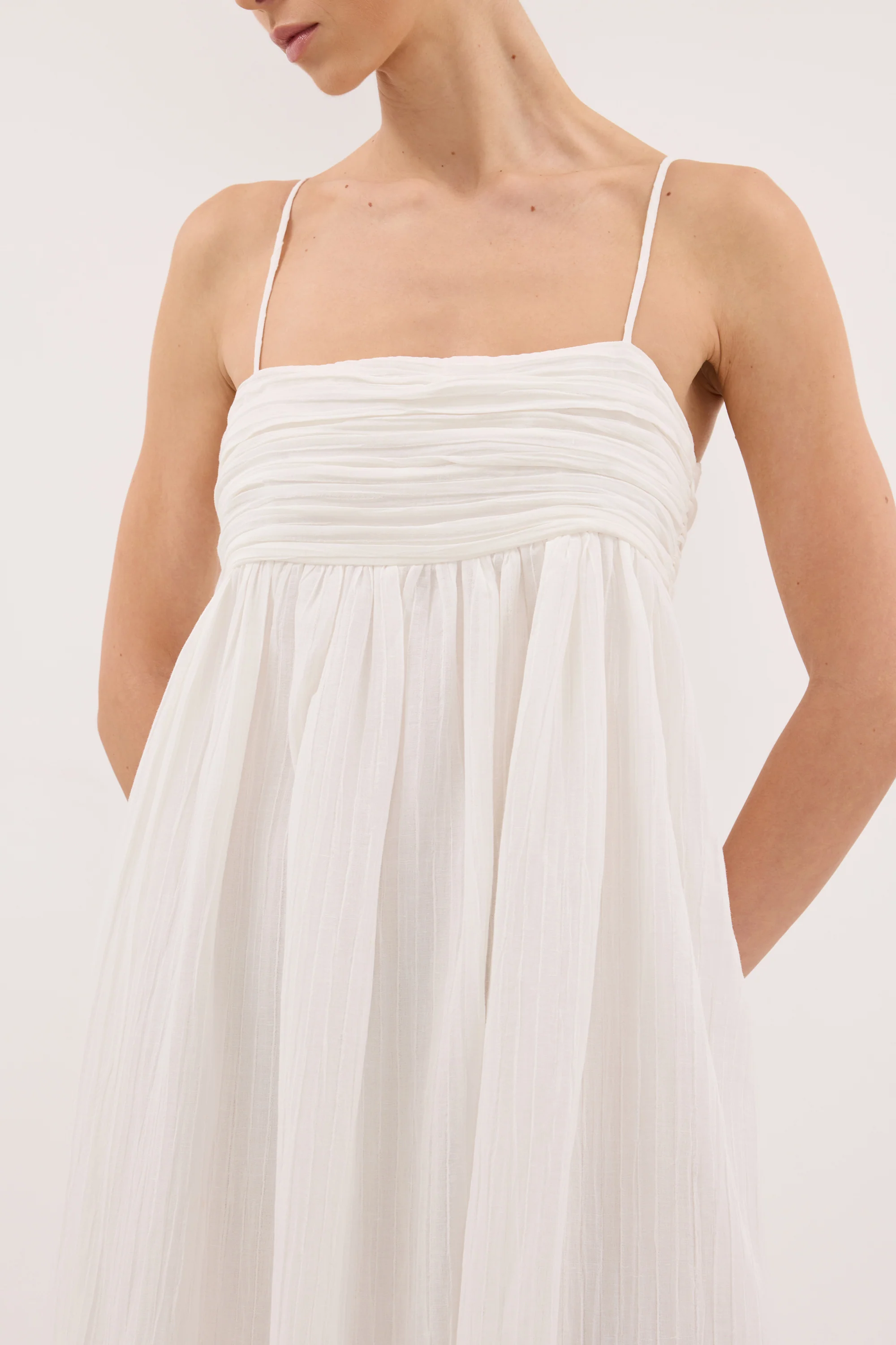 CASEY IVORY CRINKLE RAMIE MIDI DRESS - Image 6