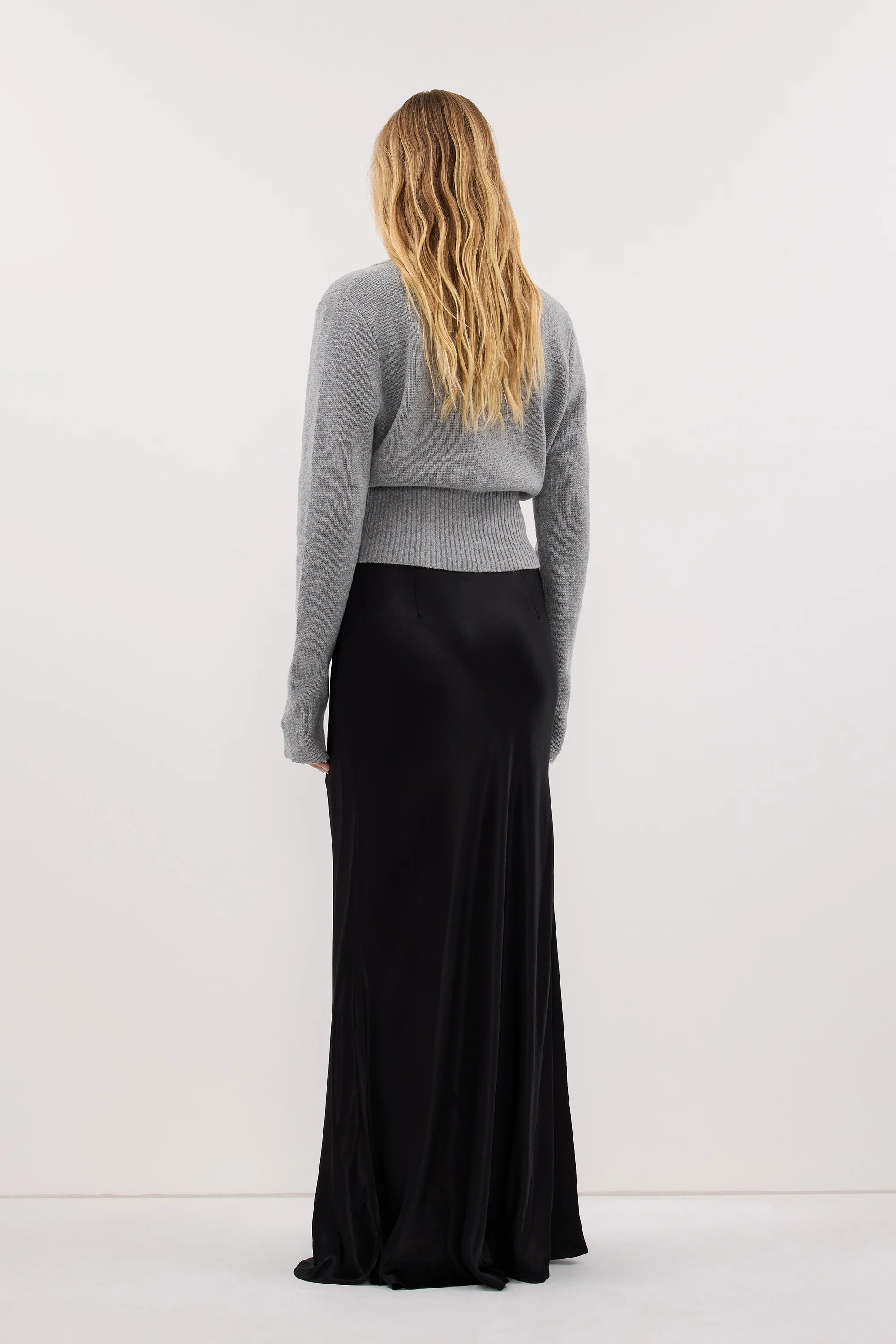 CHARLI BLACK SATIN MAXI SKIRT - Image 3