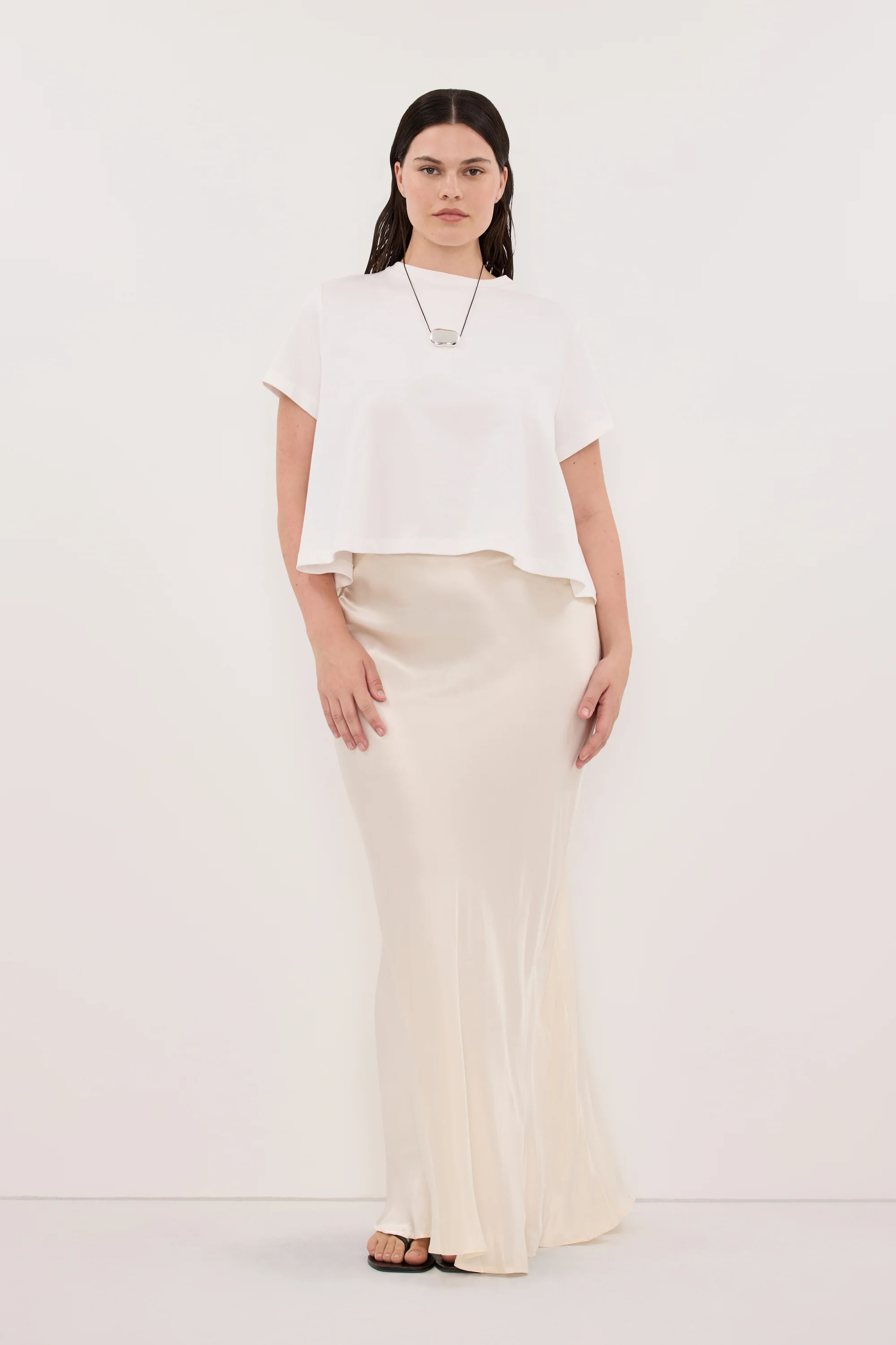 CHARLI CREAM SATIN MAXI SKIRT - Image 5