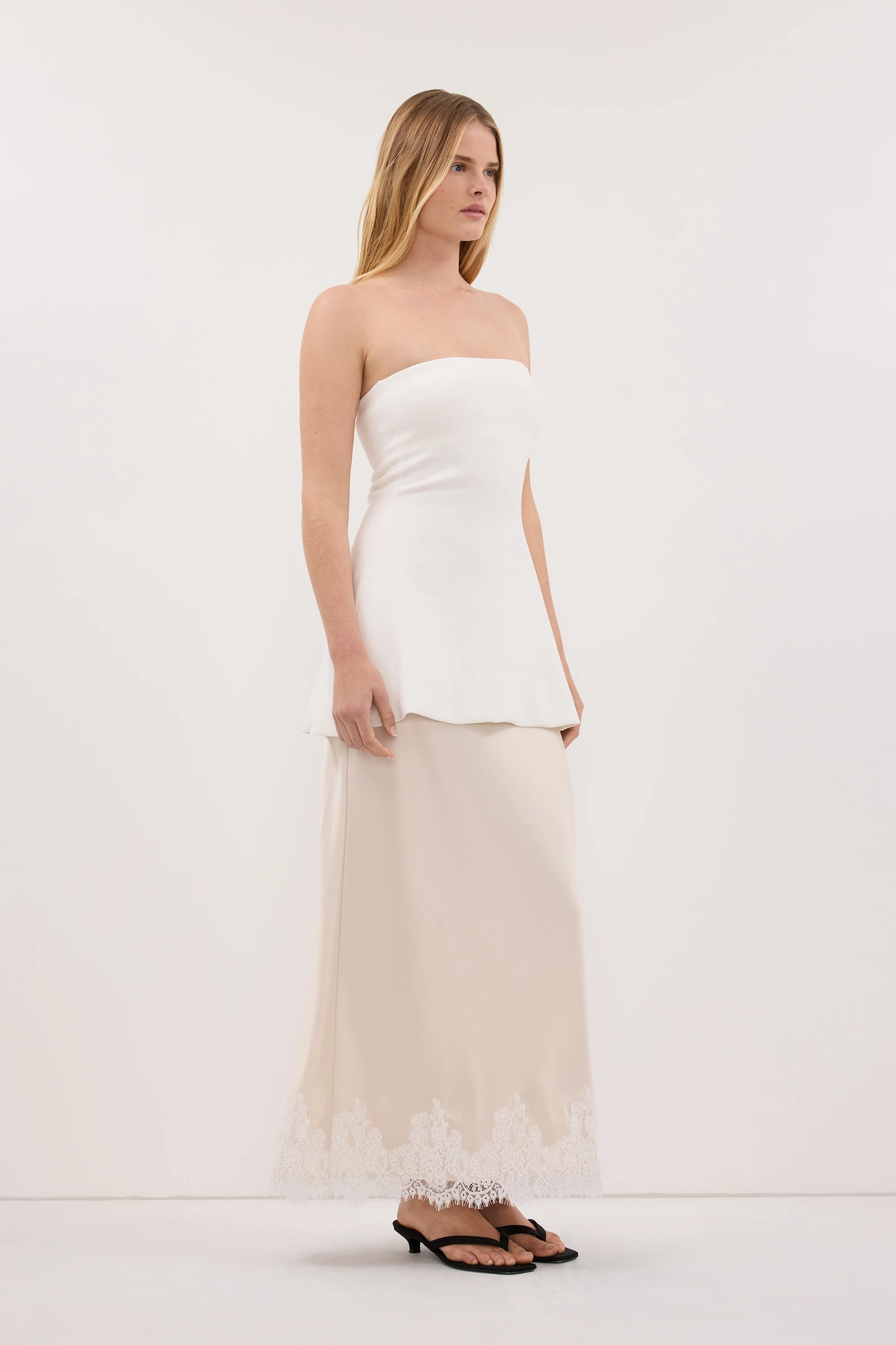 COCO OFF WHITE LONGLINE BANDEAU KNIT TOP - Image 3