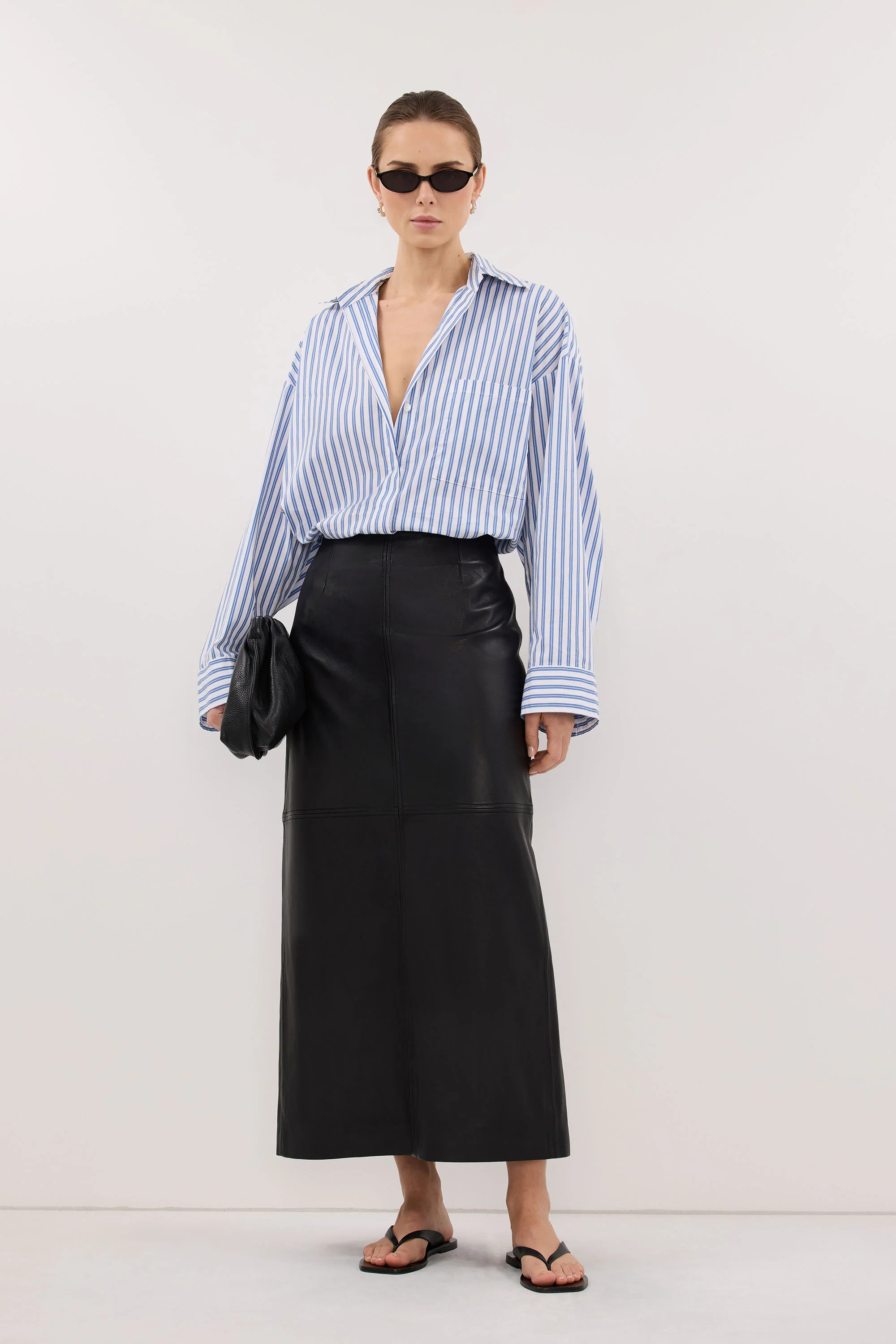 COOPER BLACK LEATHER MIDI SKIRT - Image 7
